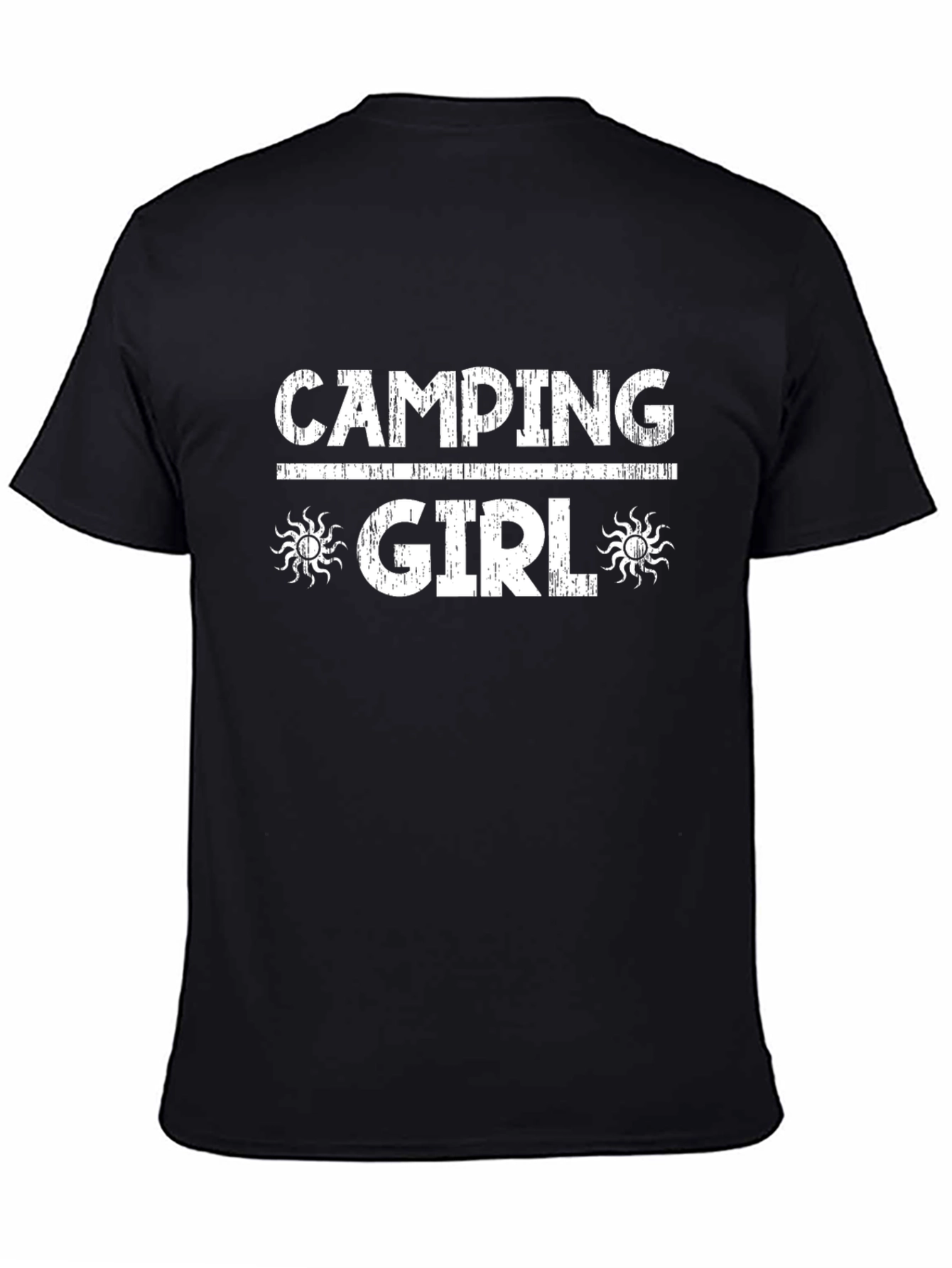 Black Camping Girl Graphic Tee - Black Cotton T-Shirt view 4