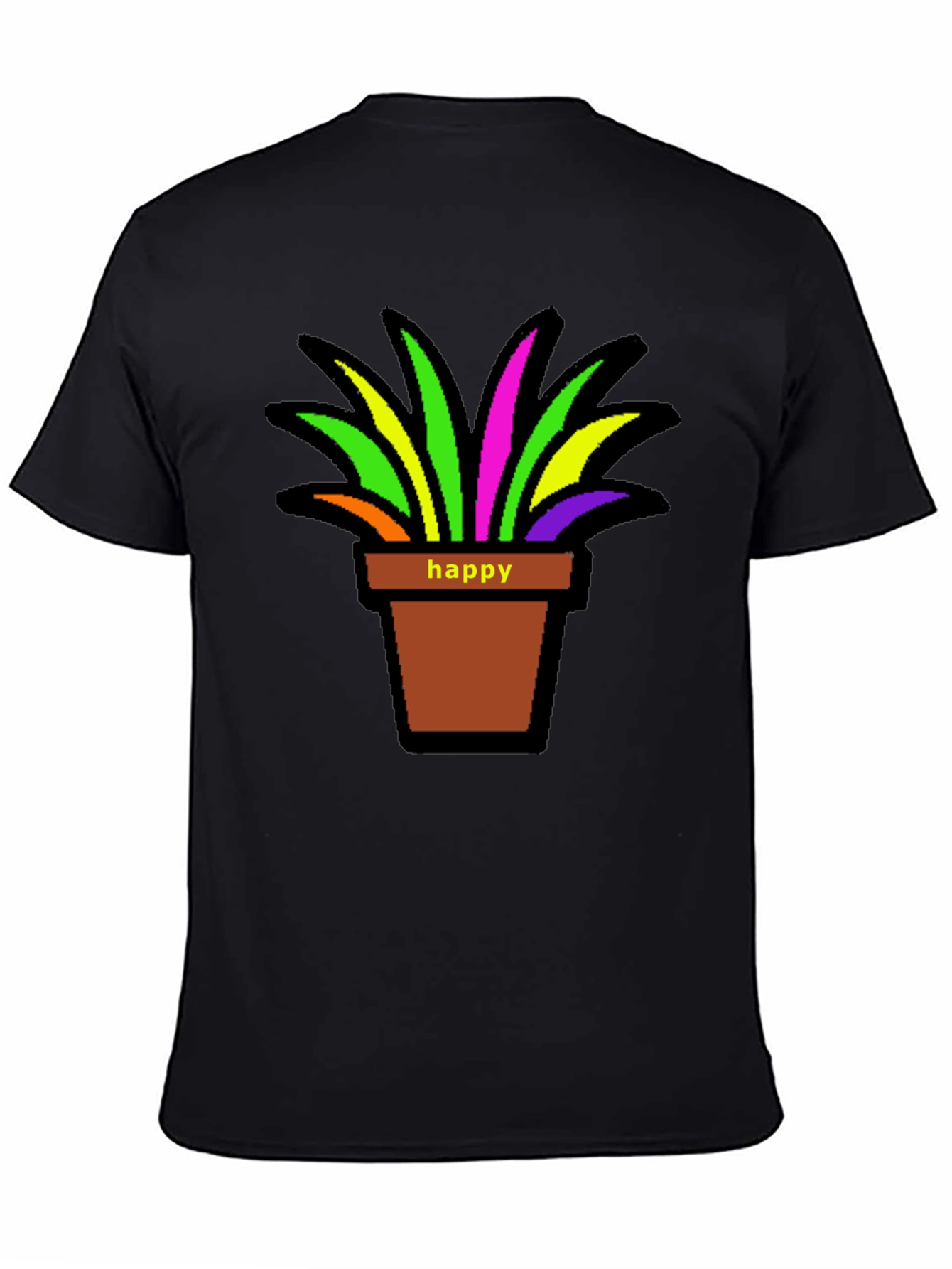 Black Happy Potted Plant Graphic T-Shirt view 4