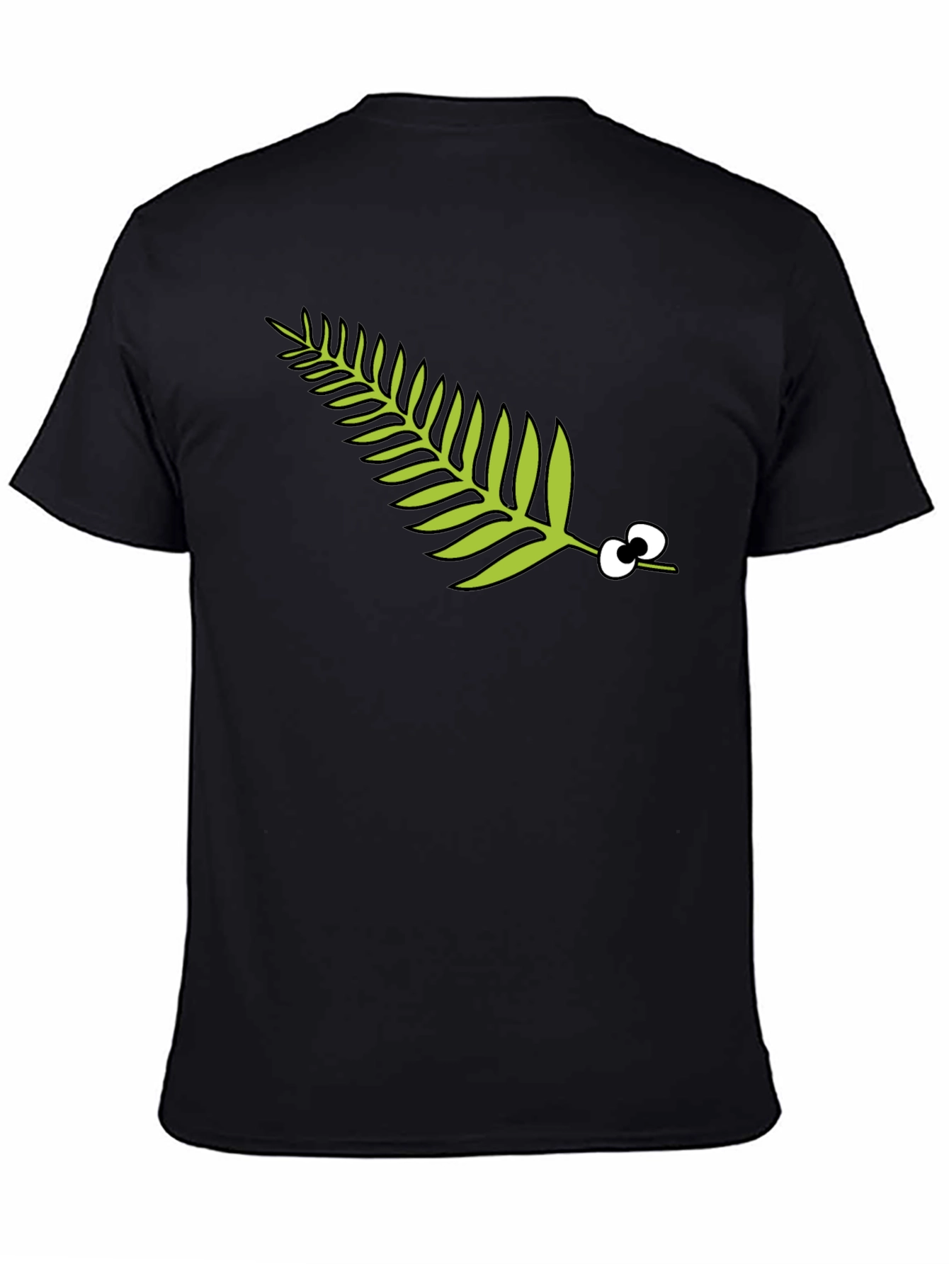 Black Funny Fern with Eyes Black T-Shirt view 4