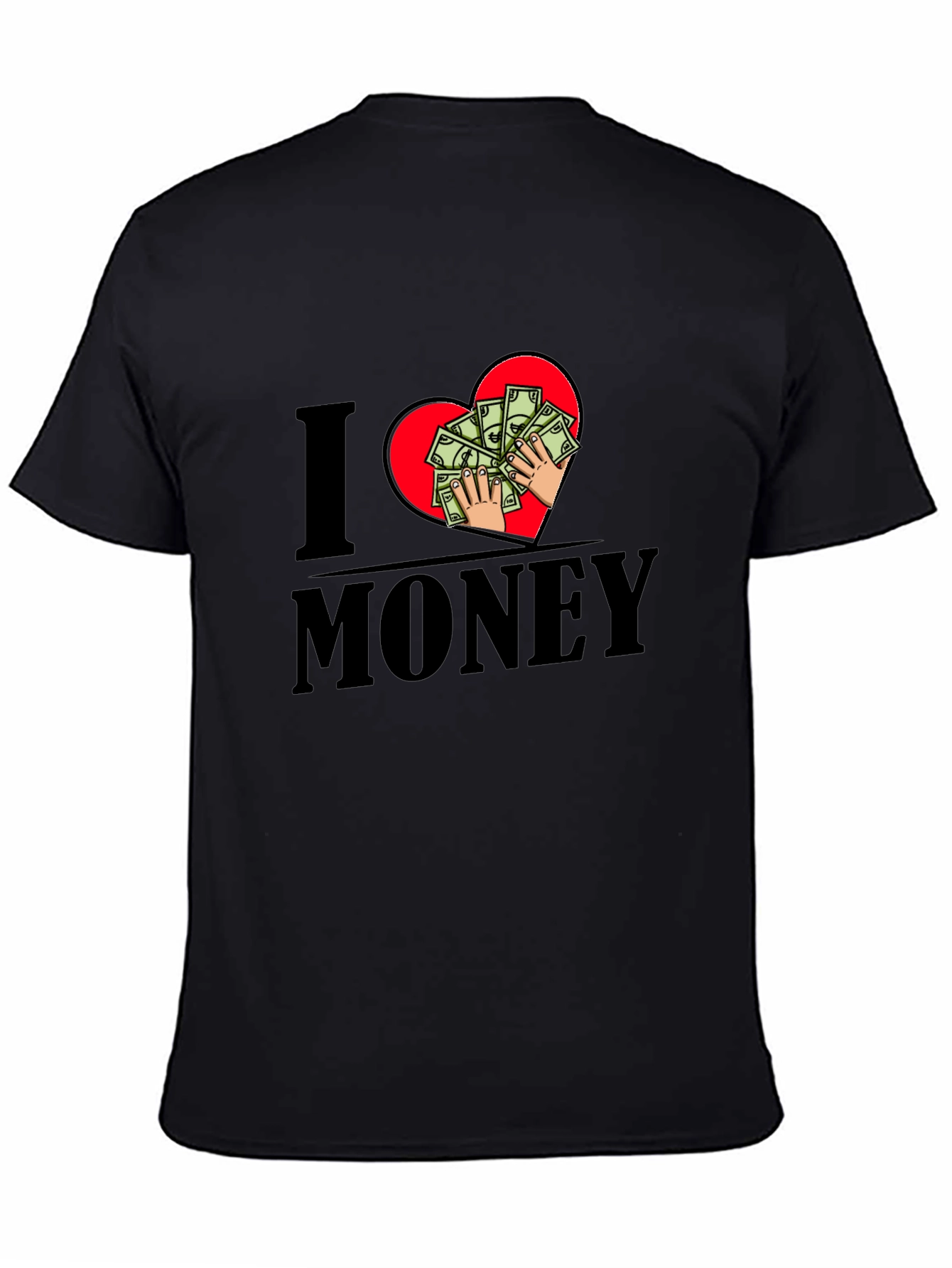 Black I Love Money Graphic T-Shirt - Black Cotton Tee view 4