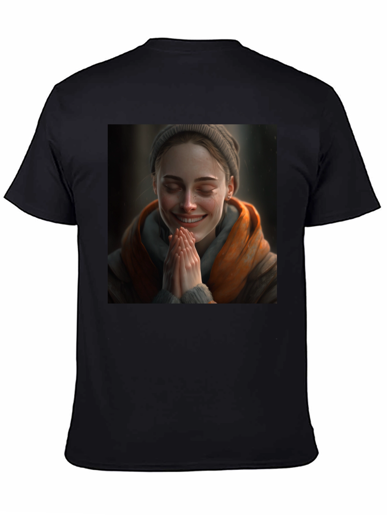 Black Artistic Woman T-Shirt - Expressive Graphic Tee view 4