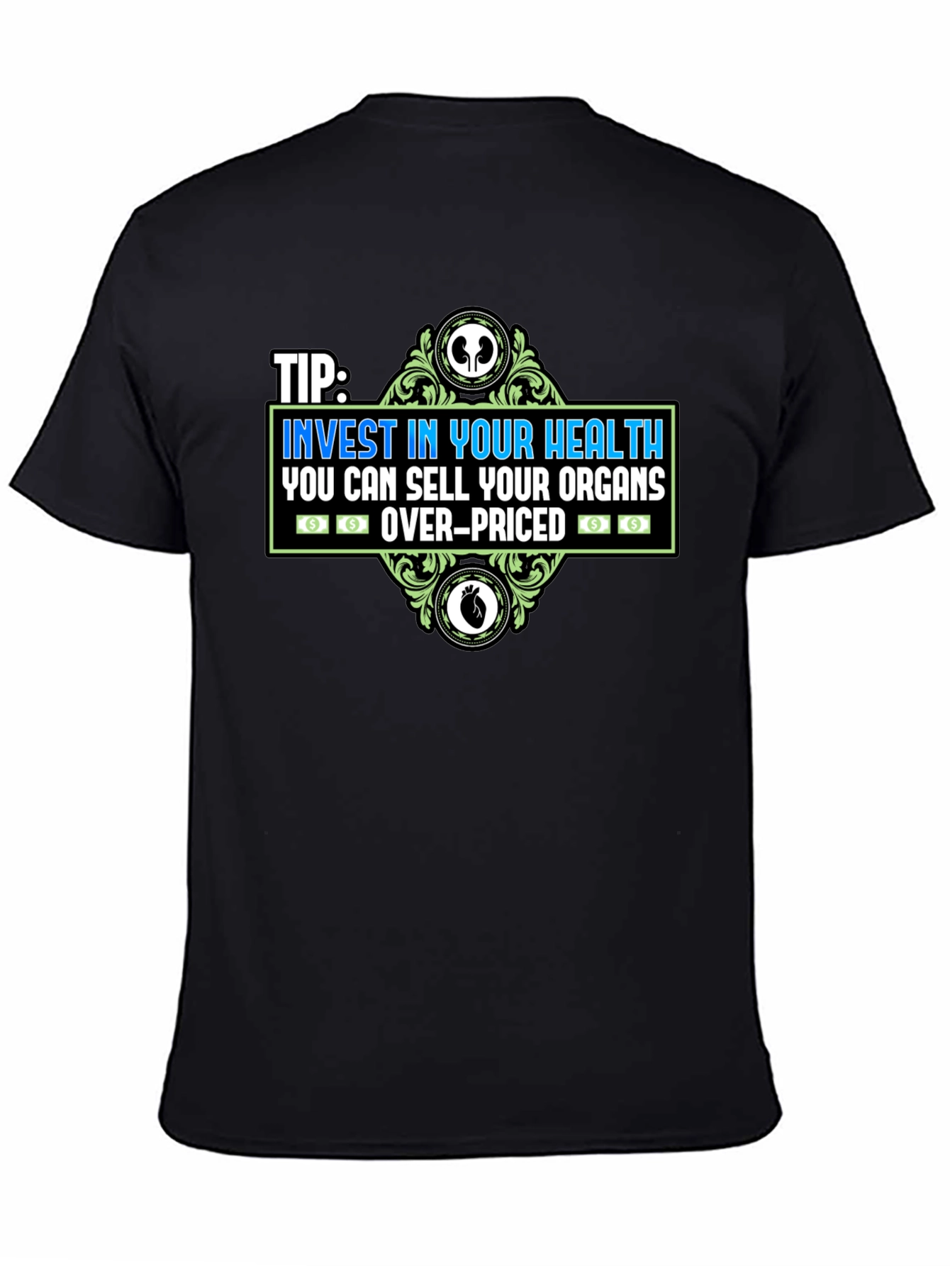 Black Invest in Your Health Graphic Tee view 4