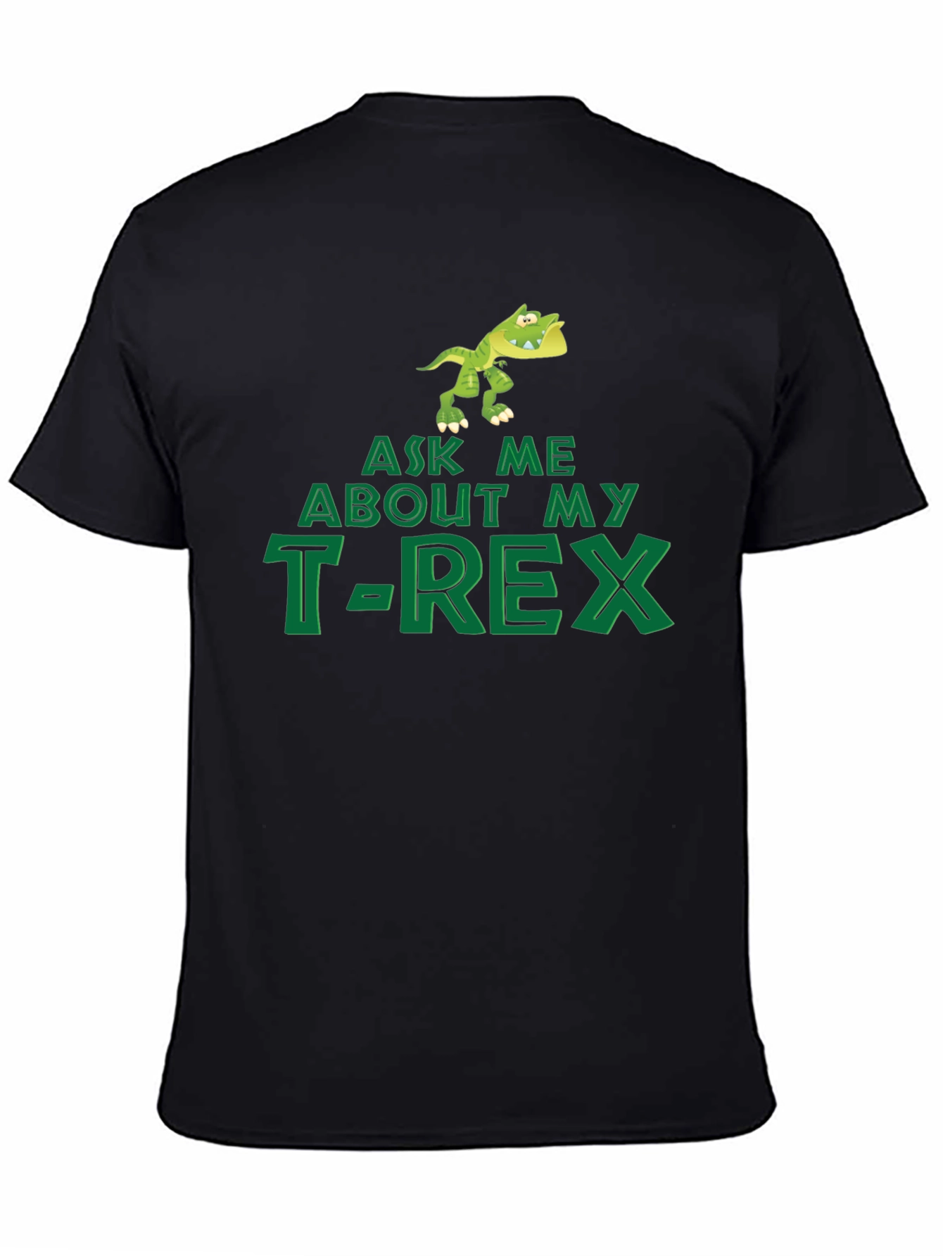 Black Ask Me About My T-Rex Black Cotton Tee view 4