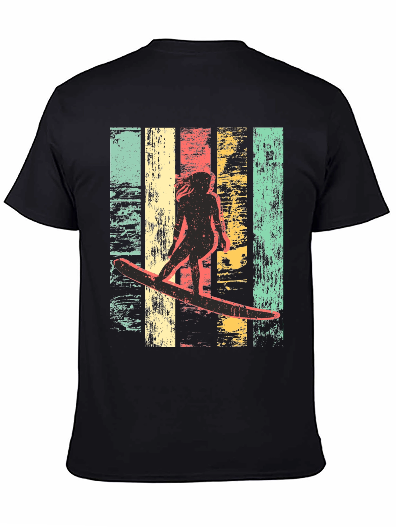 Black Vintage Surfer Graphic Tee - Cool Retro Design view 4