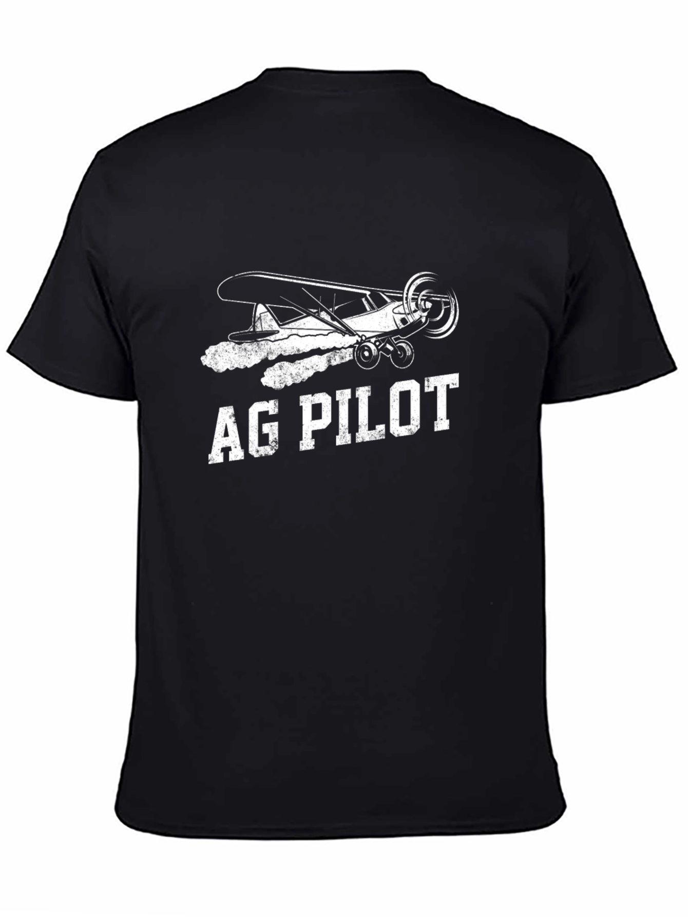 Black Ag Pilot Black T-Shirt Aviation Plane Crop Duster Tee view 4