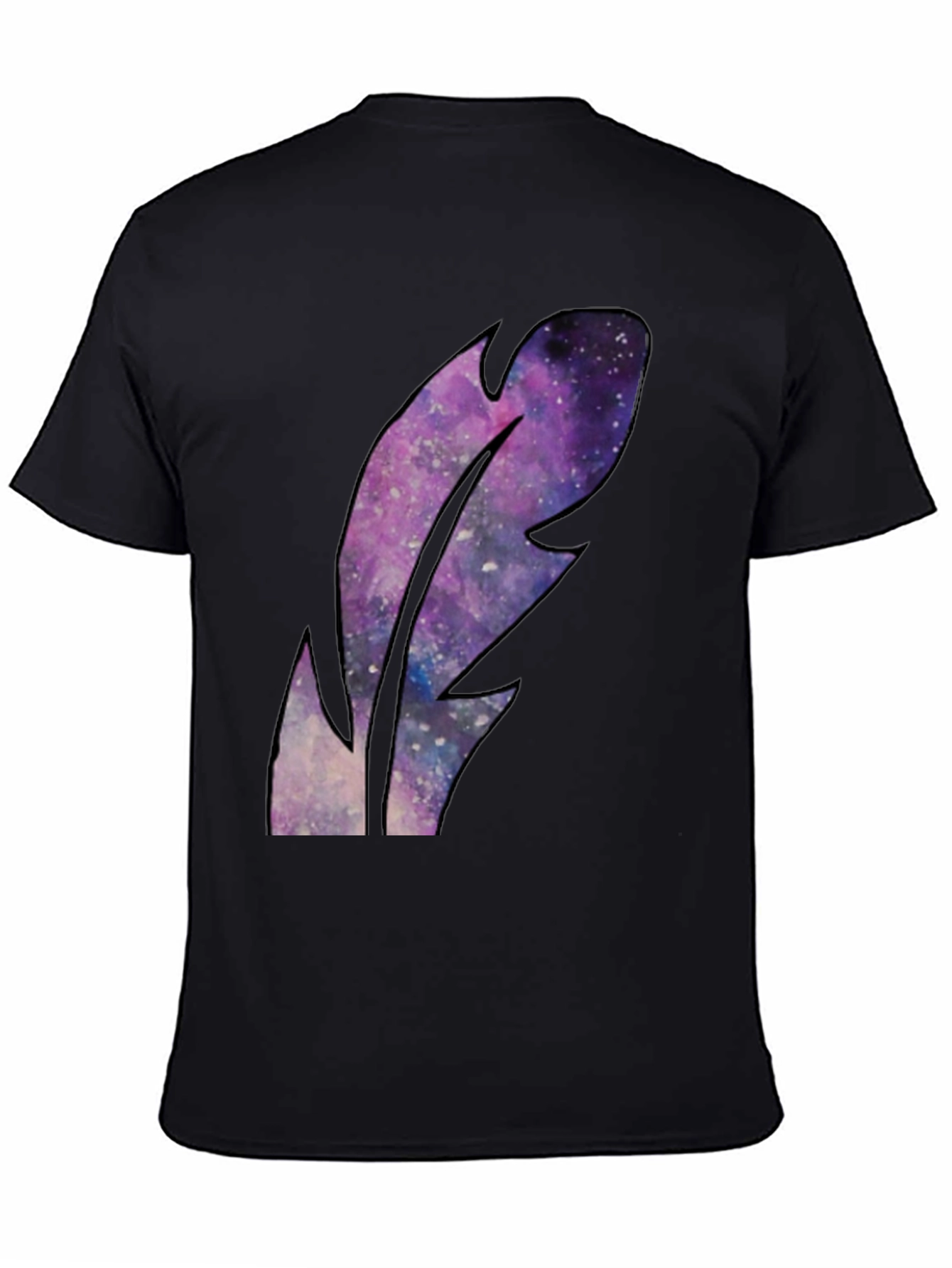 Black Galaxy Feather Graphic Black T-Shirt view 4