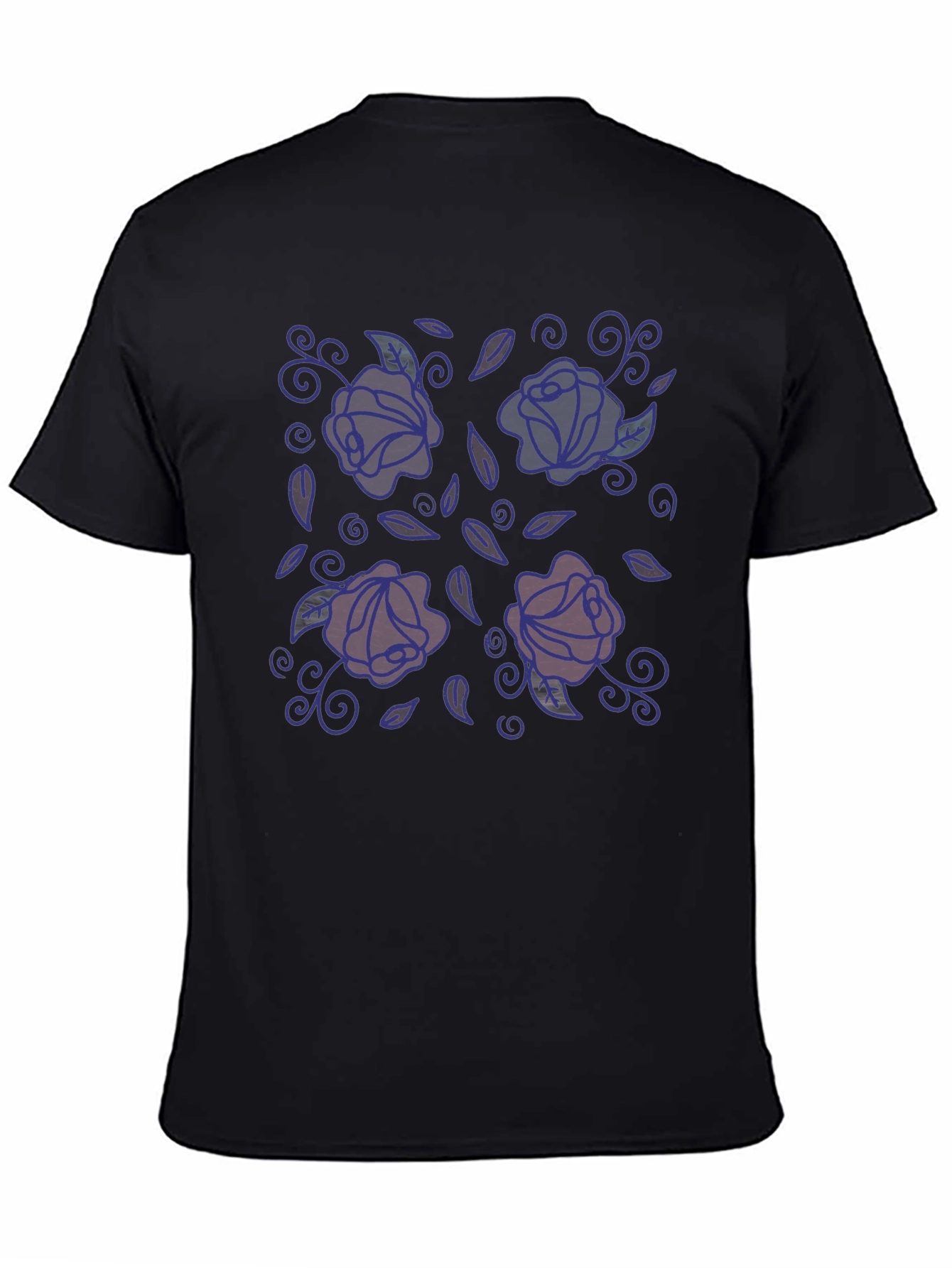 Black Floral Print Black T-Shirt - Stylish Casual Wear view 4