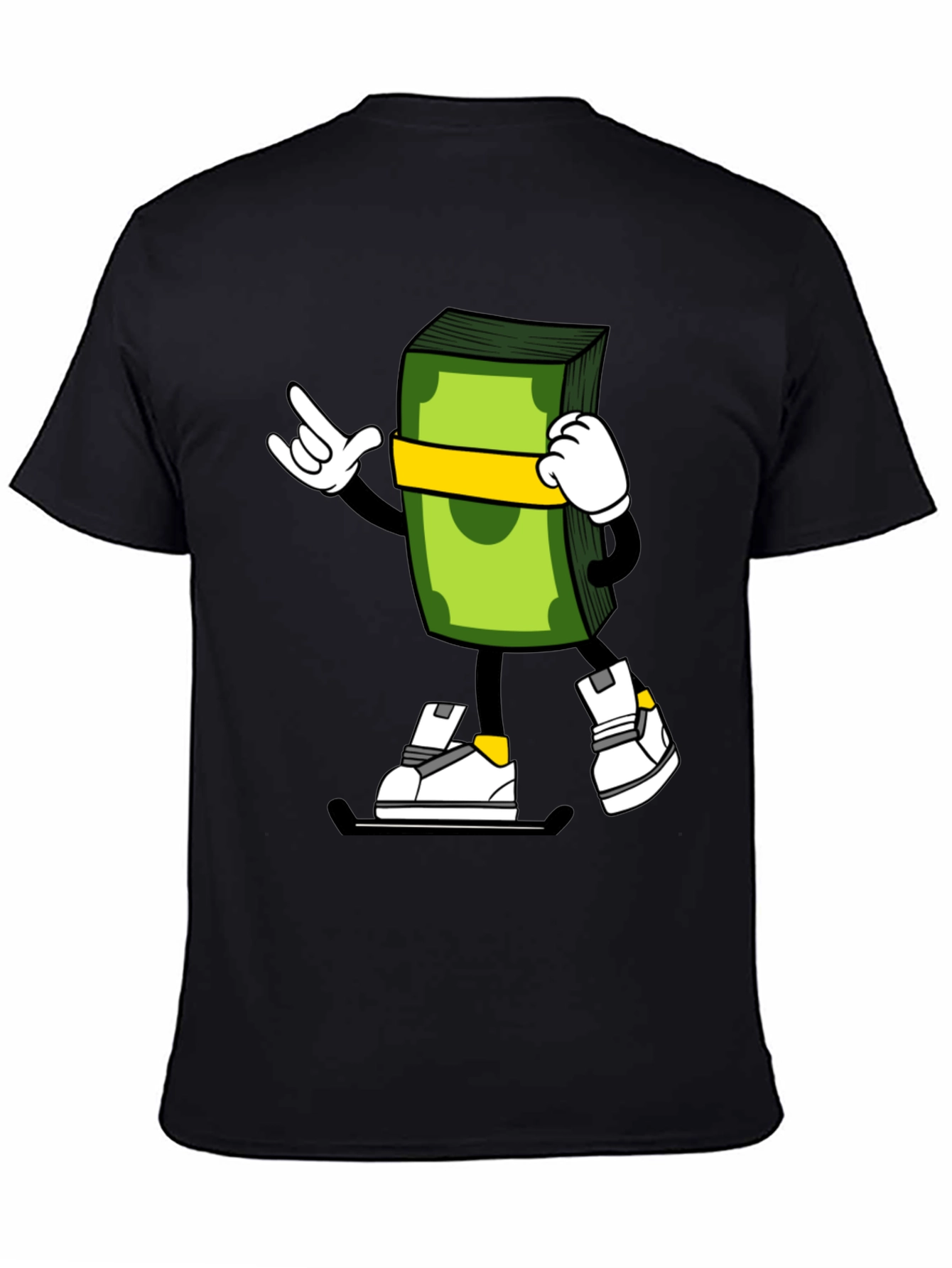 Black Cartoon Money Stack Graphic Tee view 4