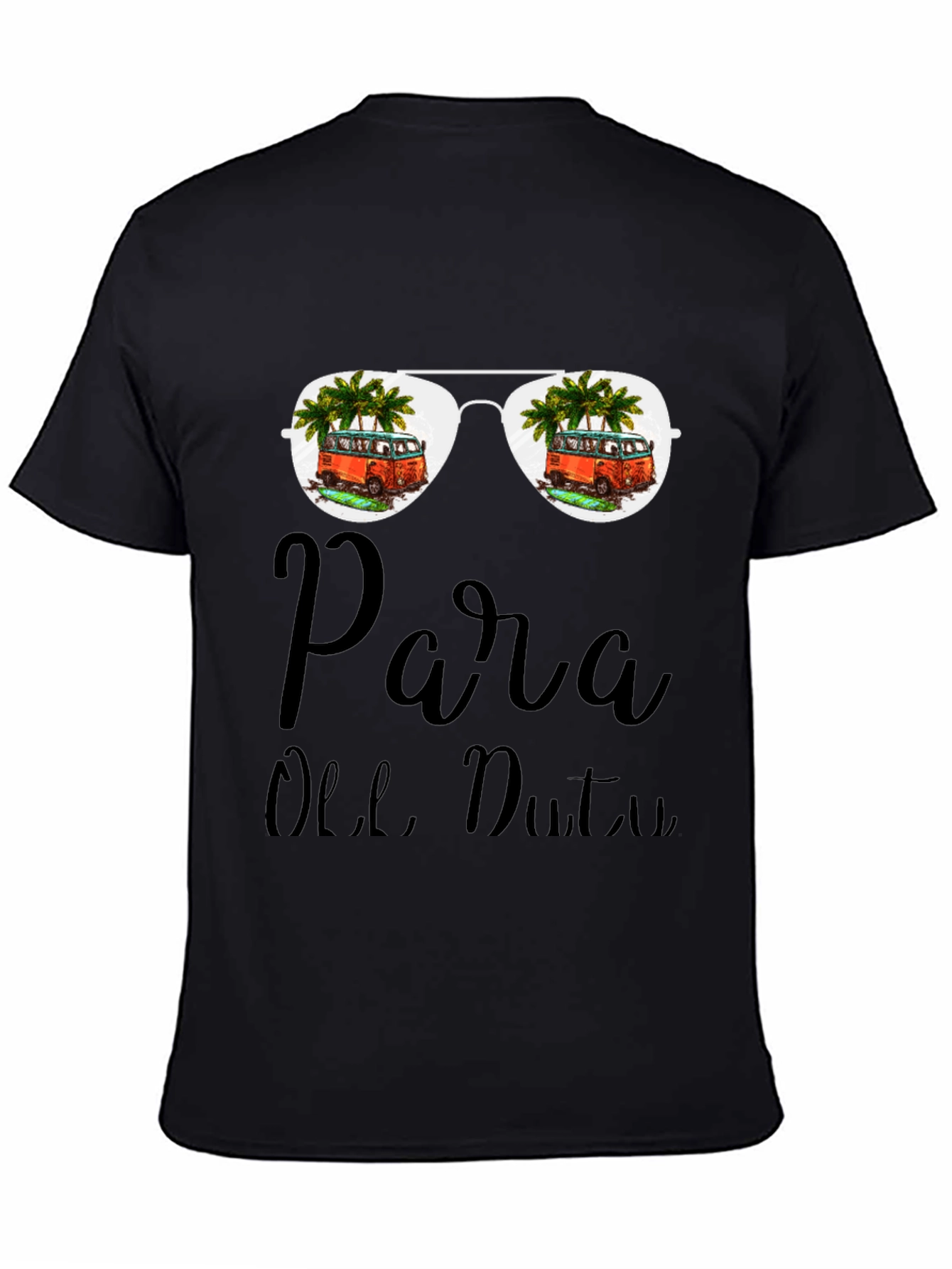 Black Para Olle, Duty T-Shirt: Beach Van Sunglasses Design view 4