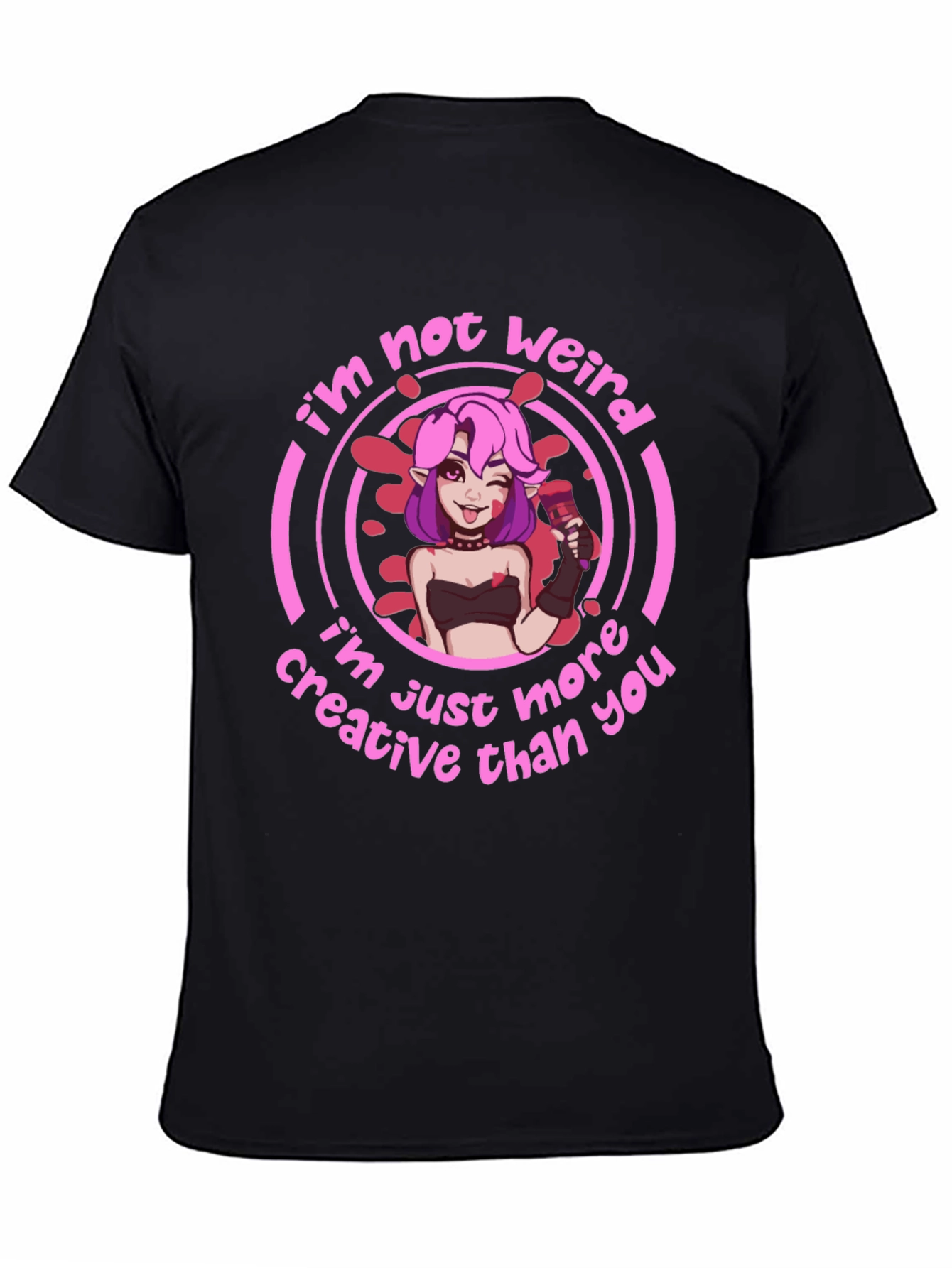 Black I'm Not Weird Graphic T-Shirt - Creative Design view 4