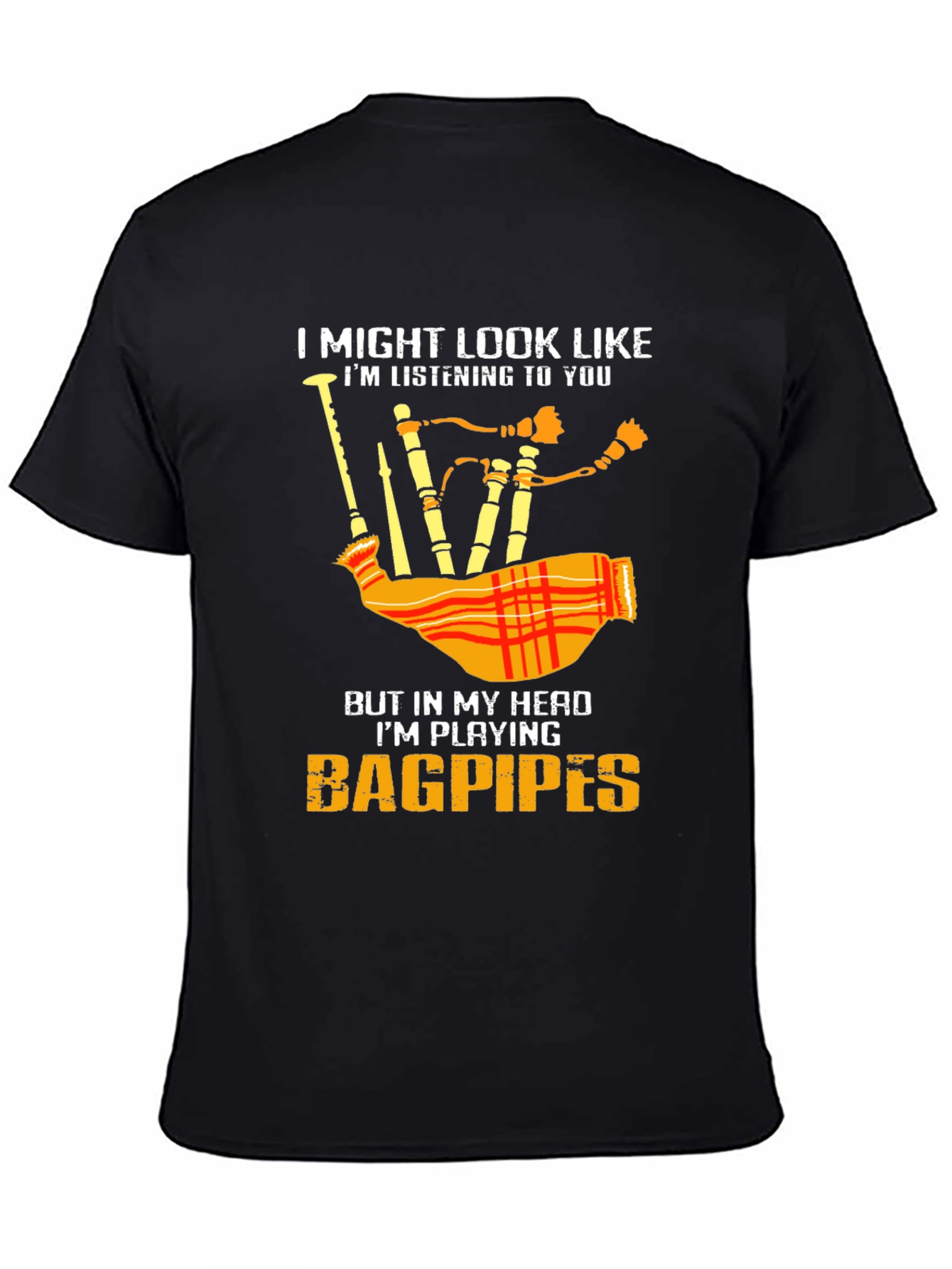 Black Bagpipes T-Shirt - Musician Tee view 4