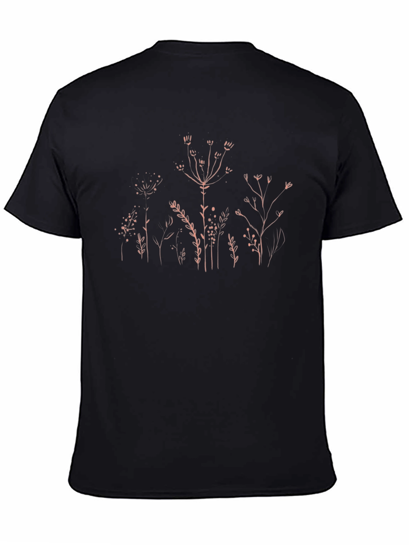 Black Botanical Print Black T-Shirt view 4