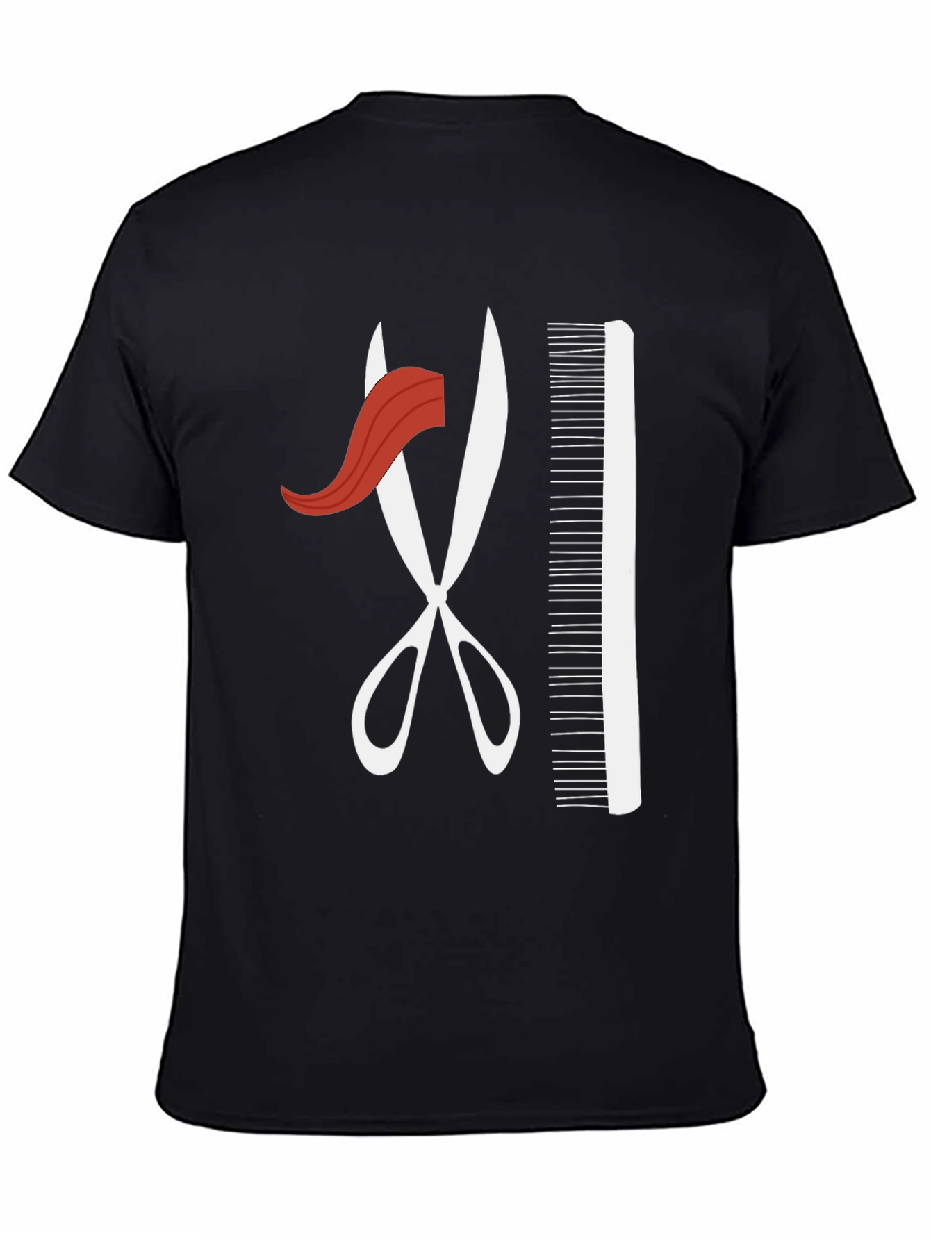 Black Barber Style T-Shirt - Scissors and Comb Graphic view 4