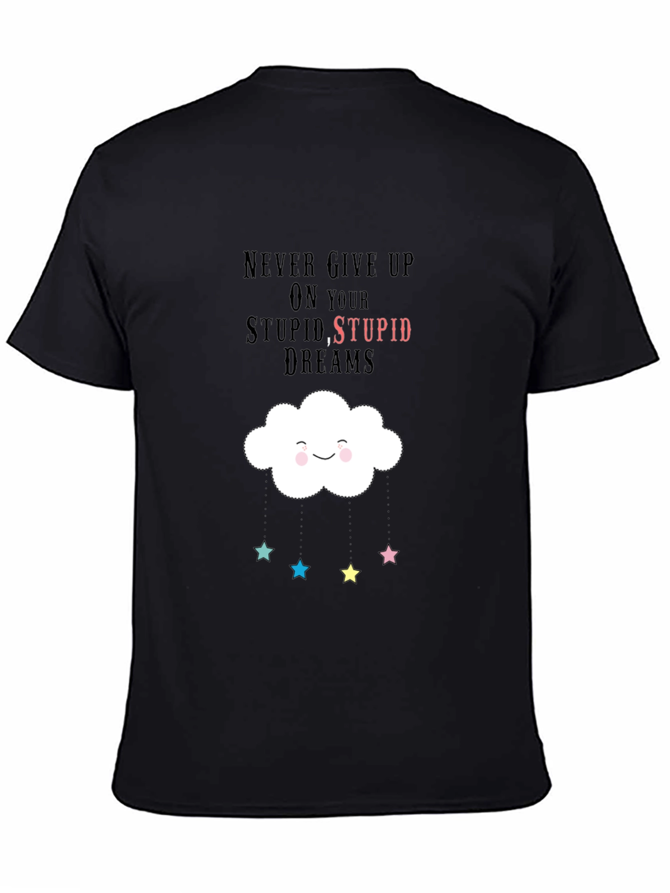 Black Dreamy Graphic Tee - Never Give Up view 4