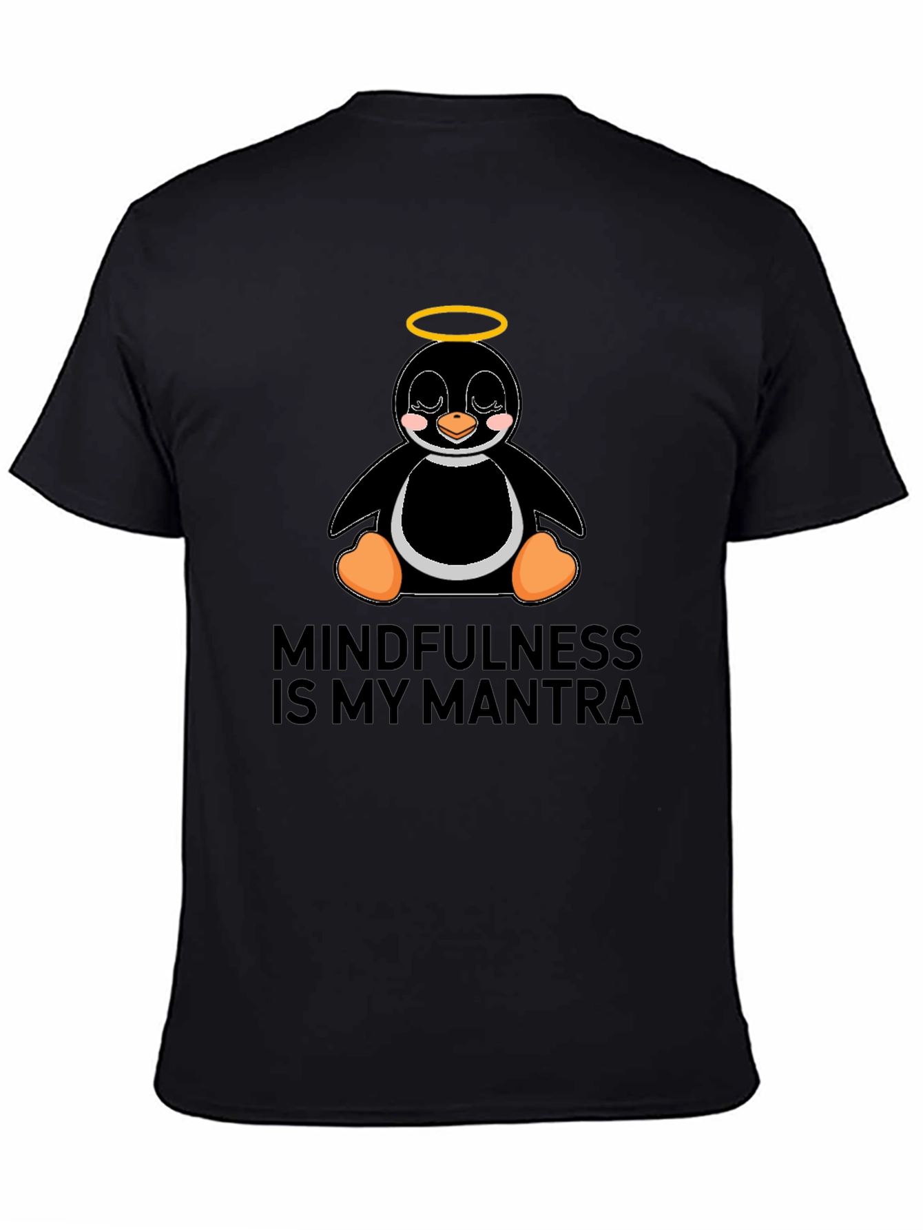Black Mindfulness Penguin T-Shirt view 4