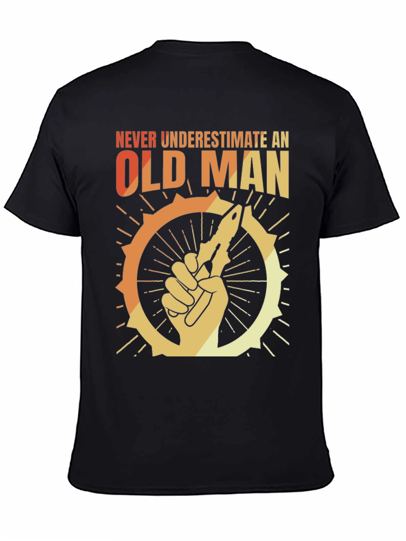 Black Never Underestimate an Old Man Graphic T-Shirt view 4