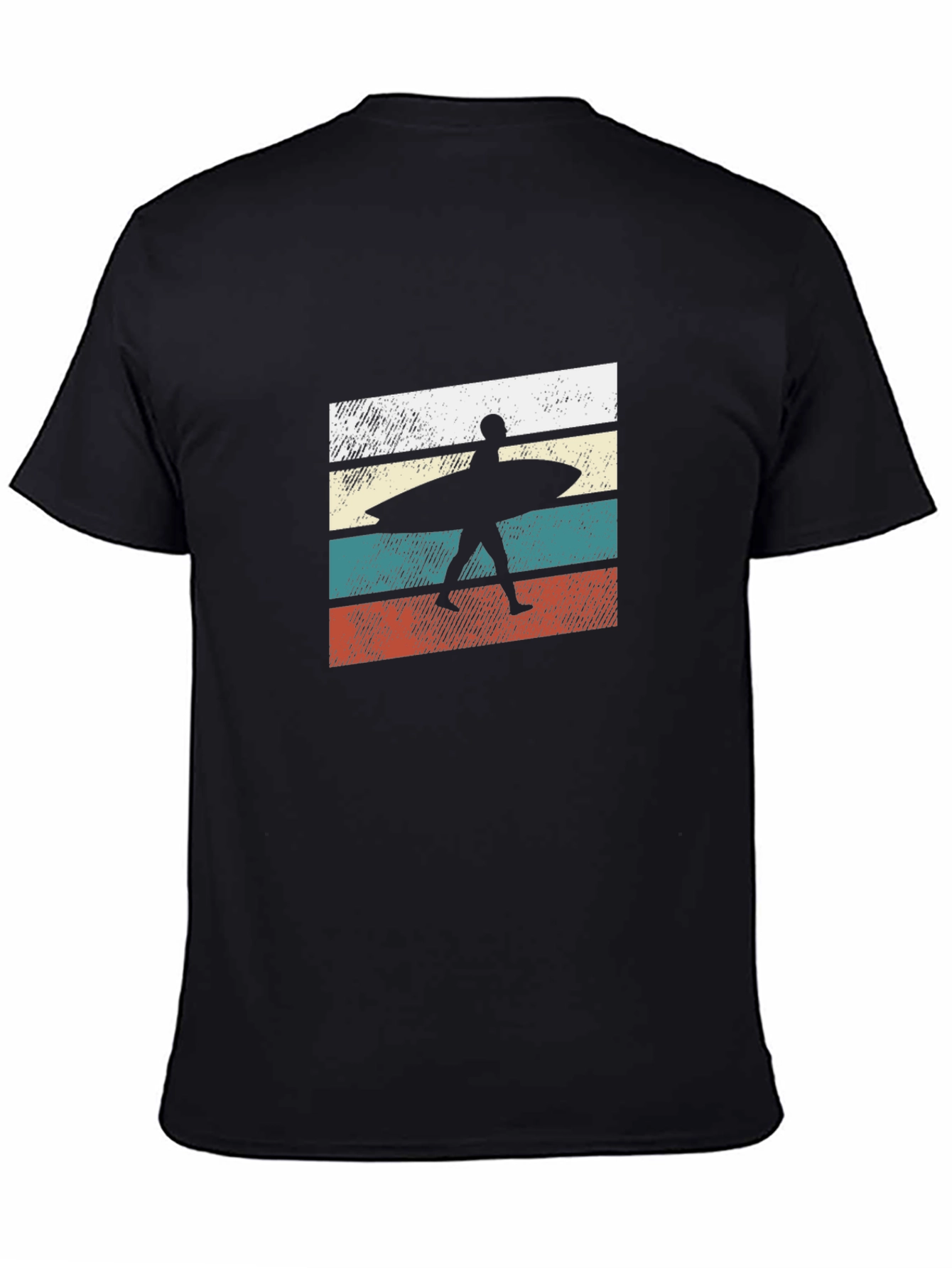 Black Retro Surfer Graphic Tee - Black Cotton T-Shirt view 4