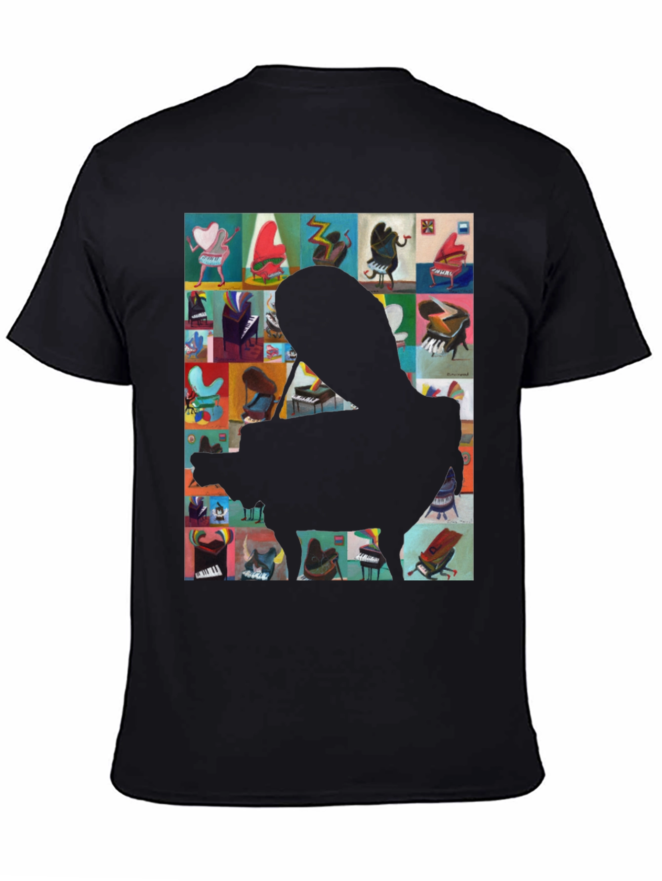 Black Piano Art Graphic Tee - Music Lover T-Shirt view 4