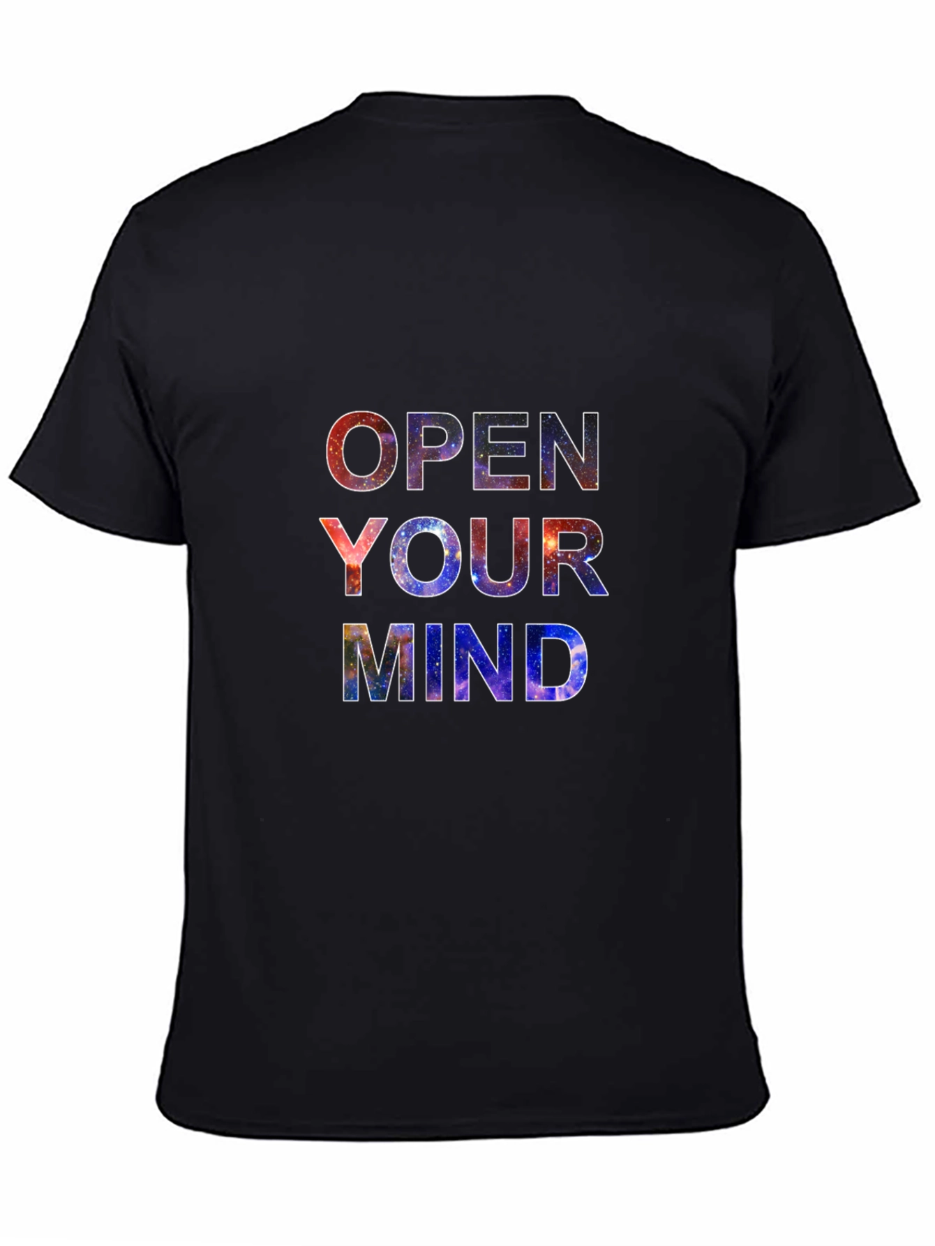 Black Open Your Mind Galaxy Print Black T-Shirt view 4