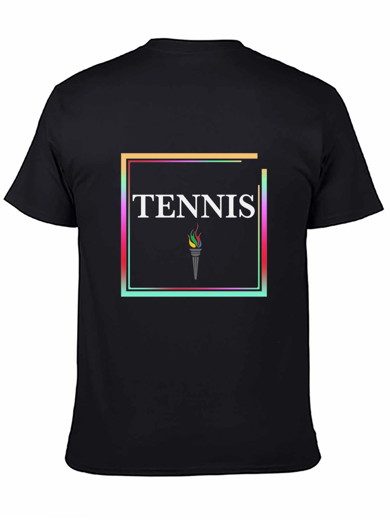 Black Tennis Torch Graphic Black T-Shirt view 4