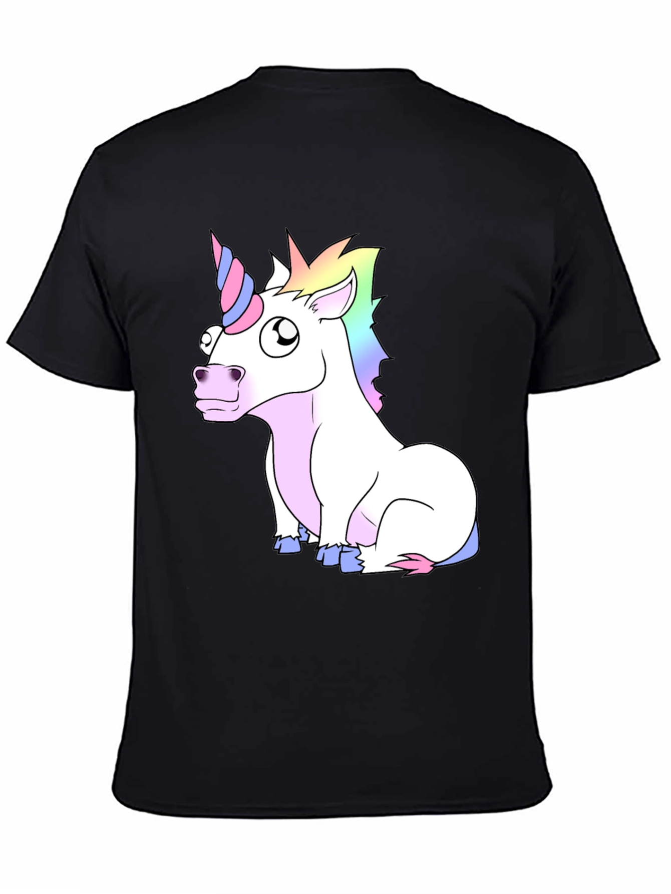 Black Unicorn Graphic Tee - Black Cotton Casual T-Shirt view 4