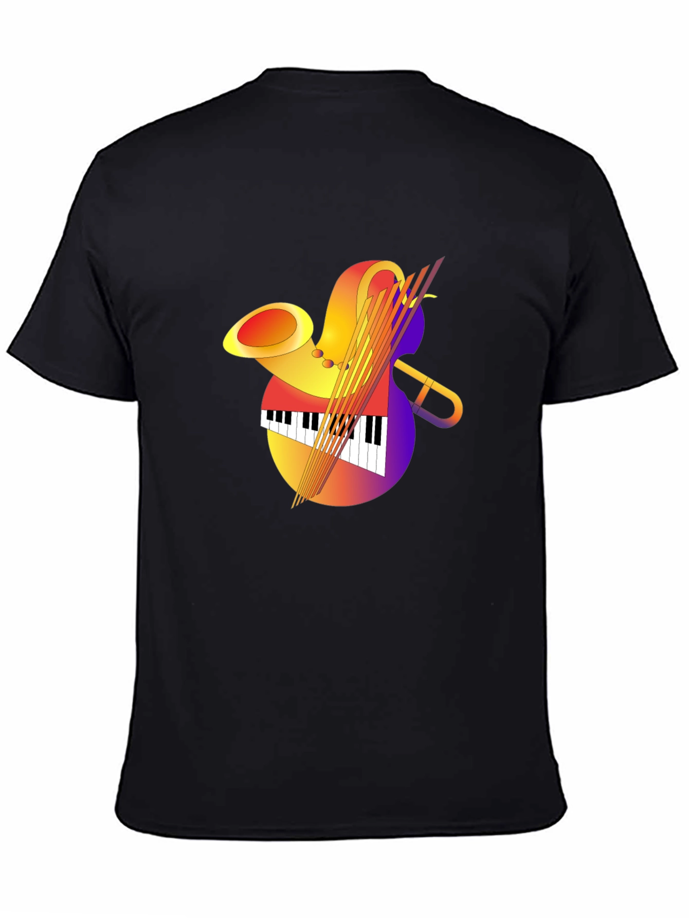 Black Musical Instruments Graphic Tee view 4