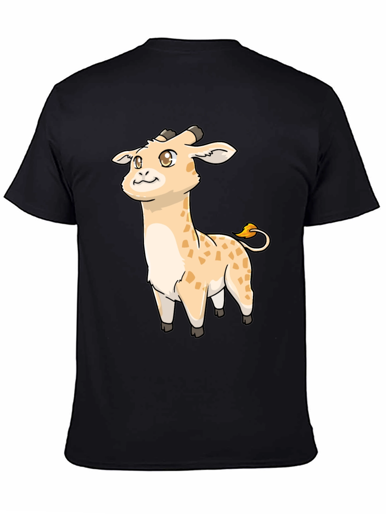 Black Cute Giraffe Cartoon Black T-Shirt view 4