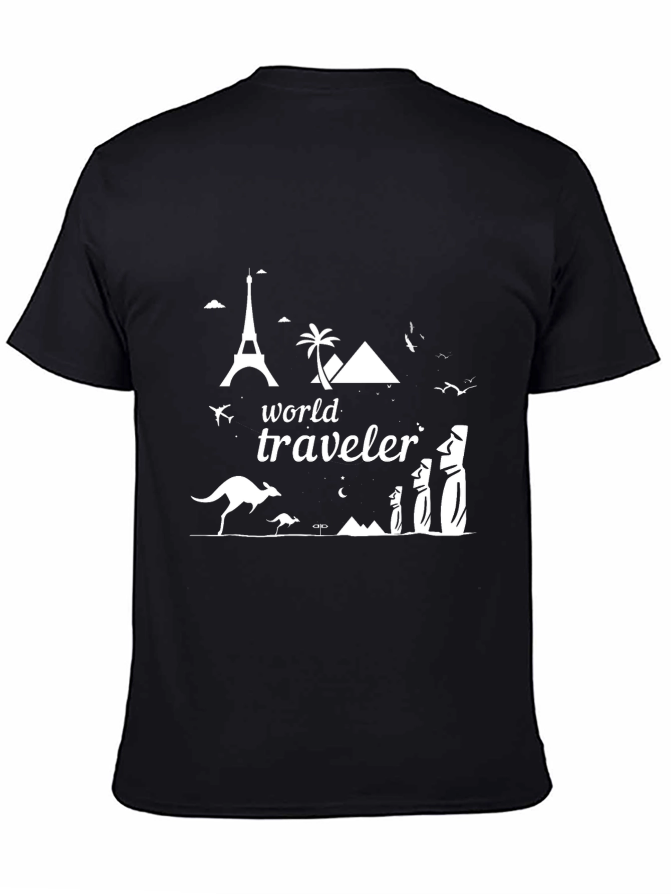 Black World Traveler Graphic Tee - Black Cotton T-Shirt view 4