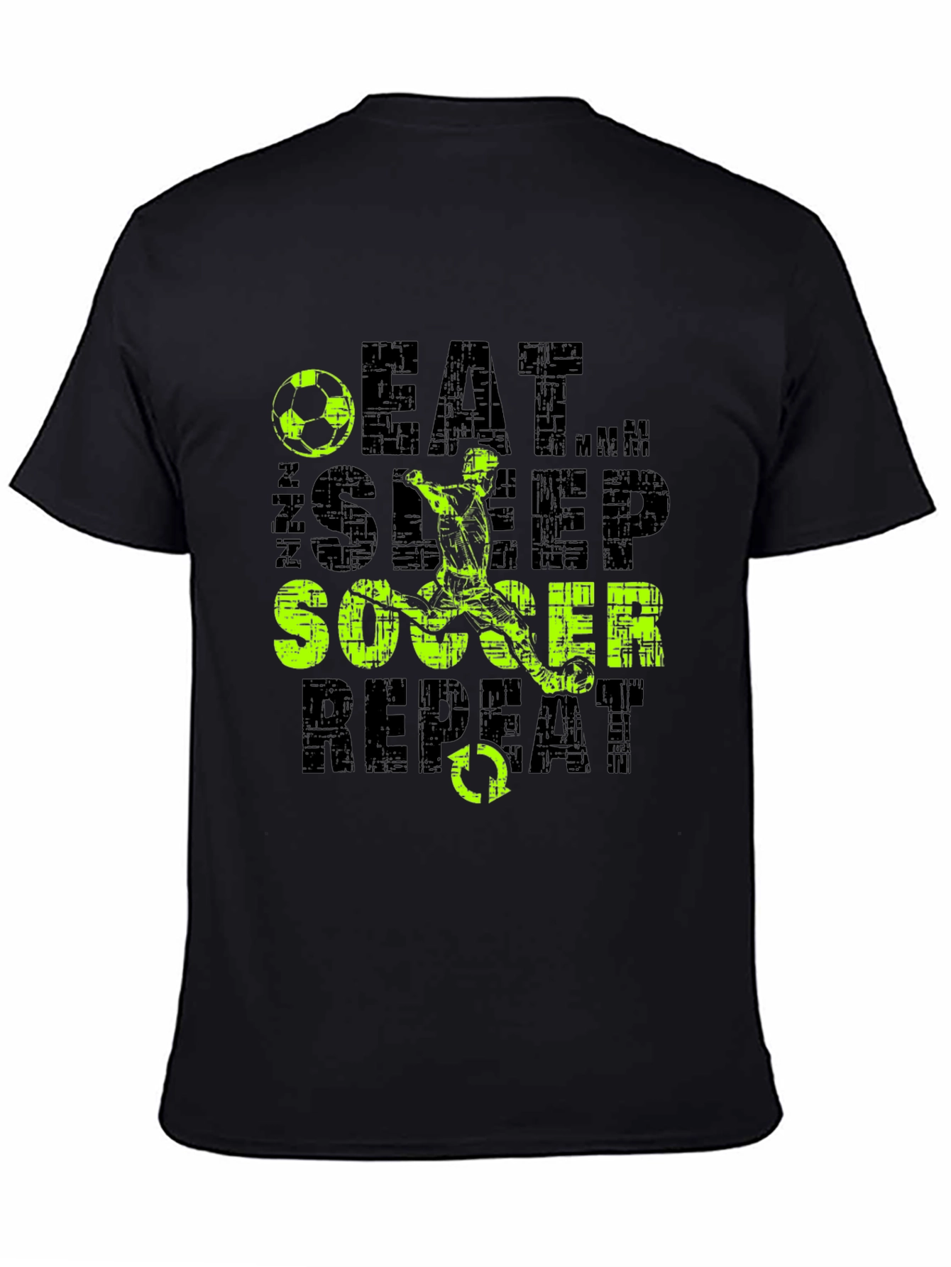 Black Eat Sleep Soccer Repeat T-Shirt view 4