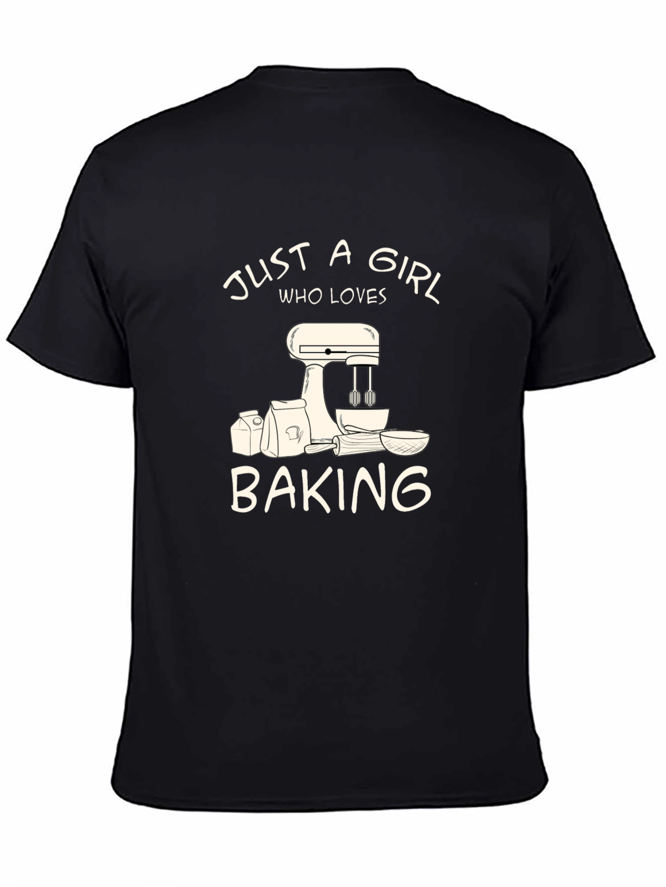 Black Just a Girl Who Loves Baking T-Shirt view 4