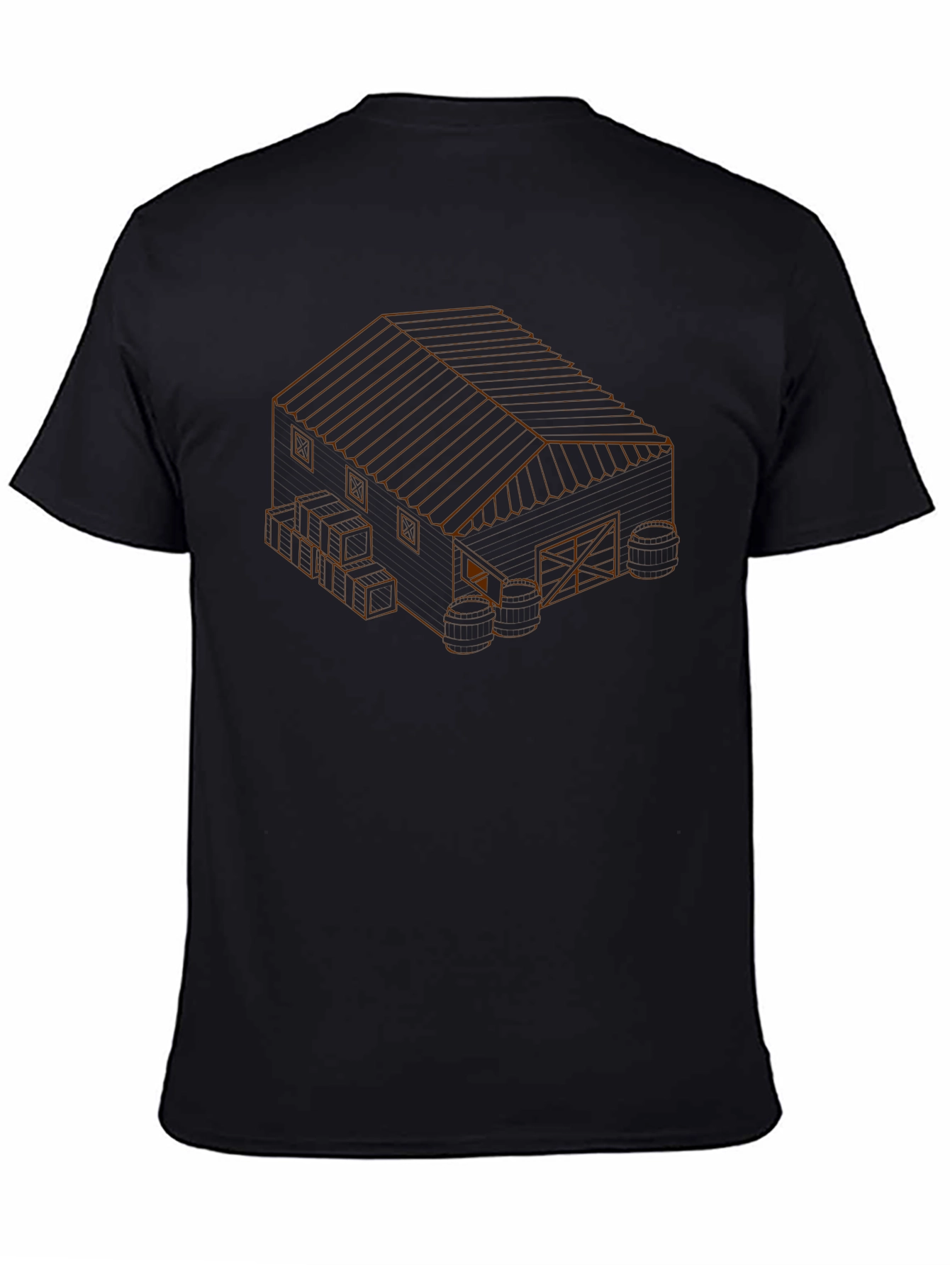 Black Isometric Barn Graphic Tee - Unique Design view 4