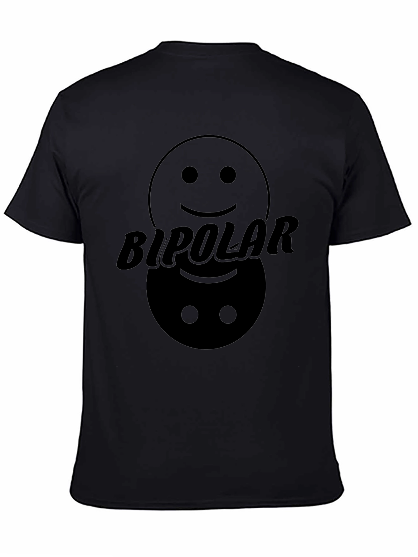 Black Bipolar Graphic T-Shirt: Happy & Sad Faces view 4