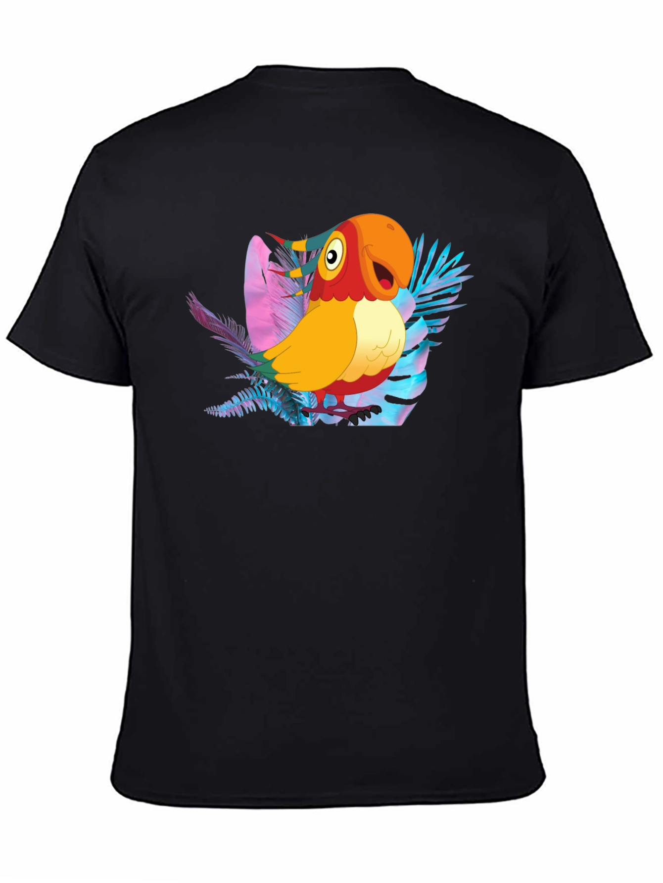 Black Tropical Parrot Graphic Tee view 4