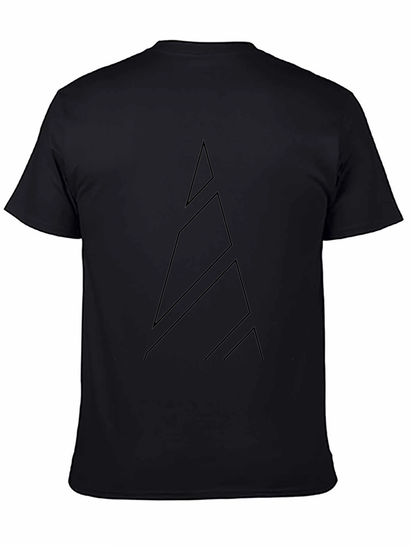 Black Geometric Mountain Black T-Shirt view 4