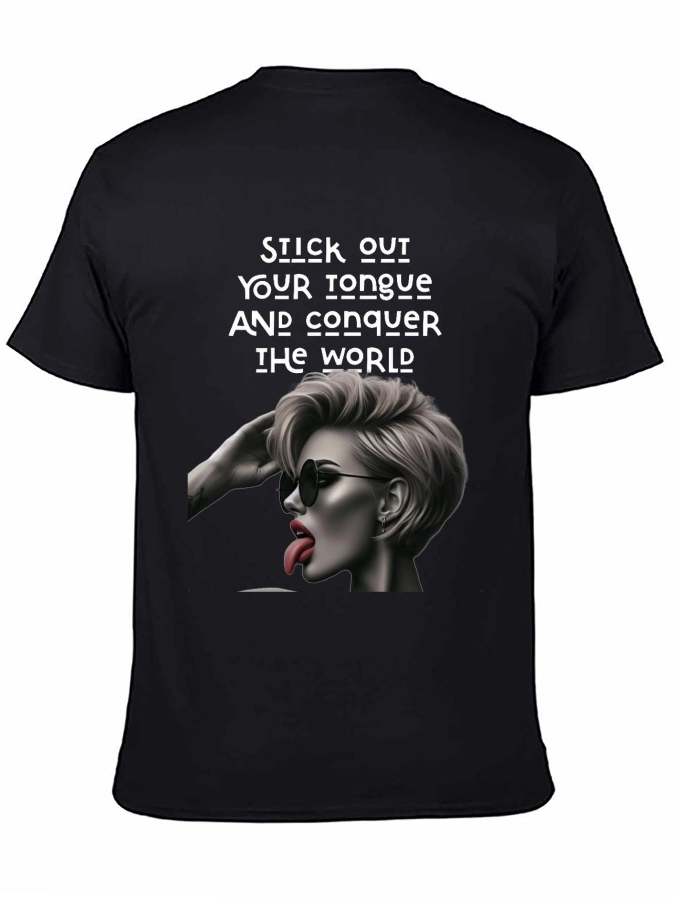 Black Edgy Graphic Tee - Conquer The World view 4
