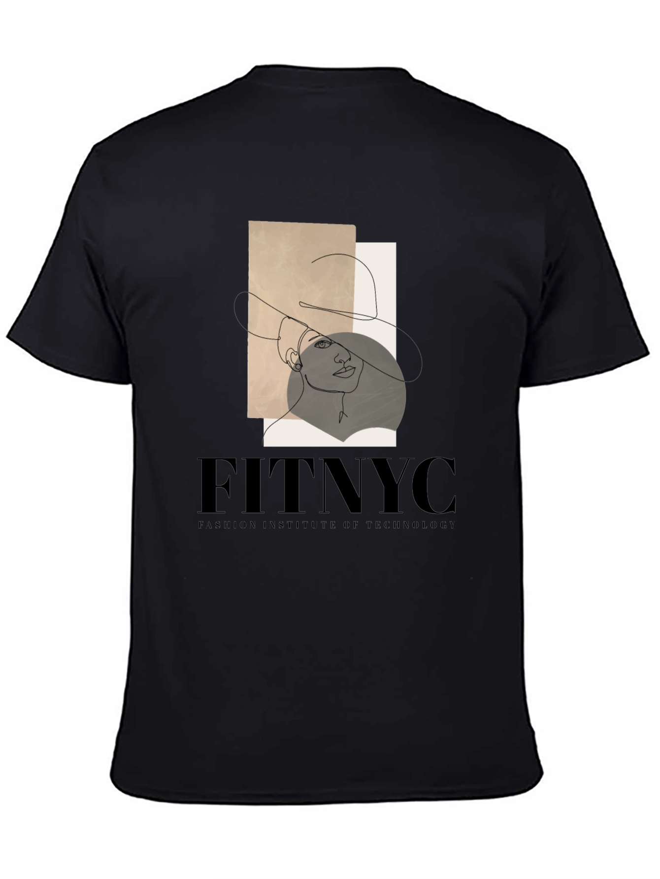 Black FITNYC Fashion Tee: Stylish Line Art Design view 4