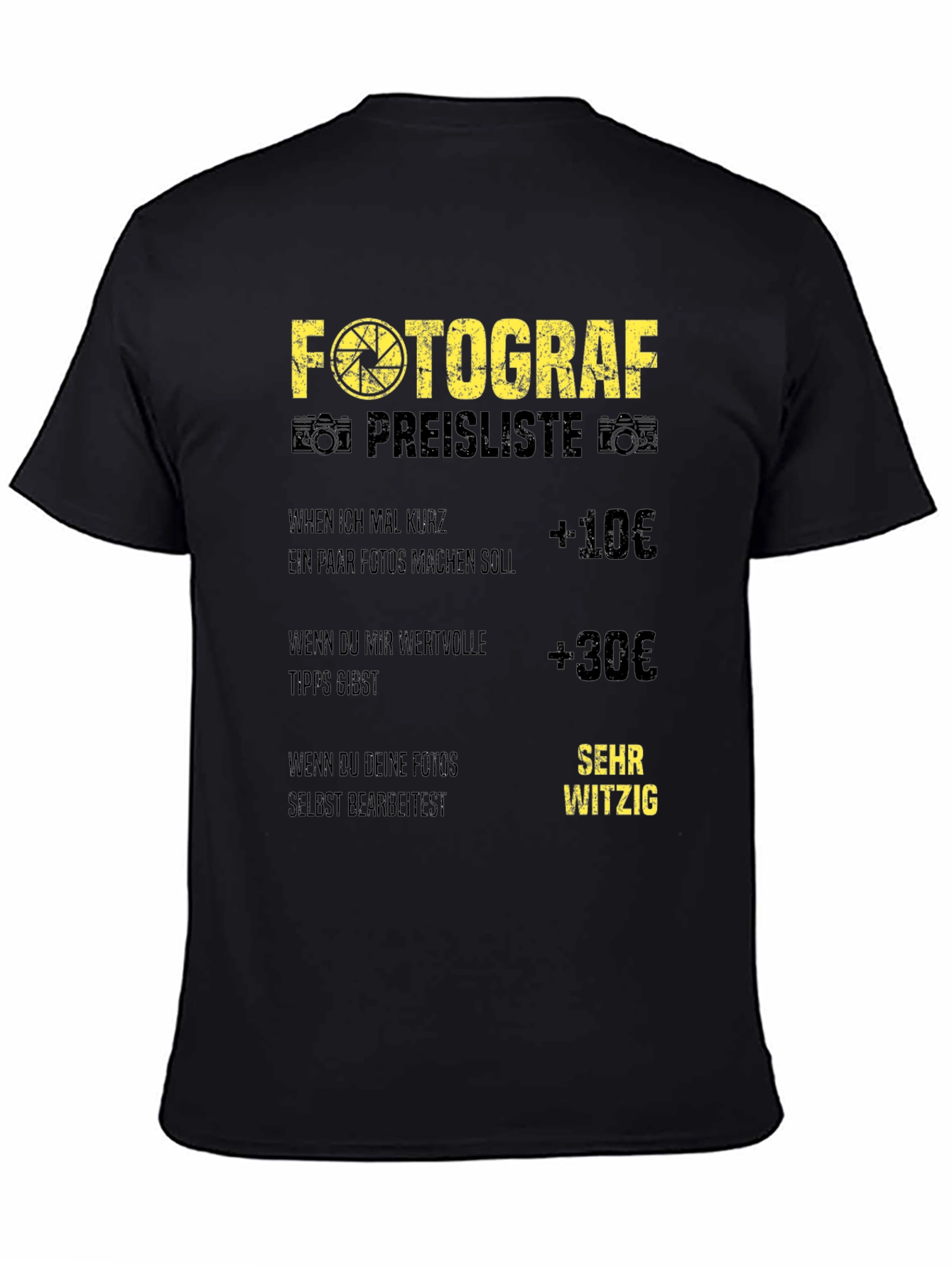 Black Funny Photographer Price List Black T-Shirt view 4