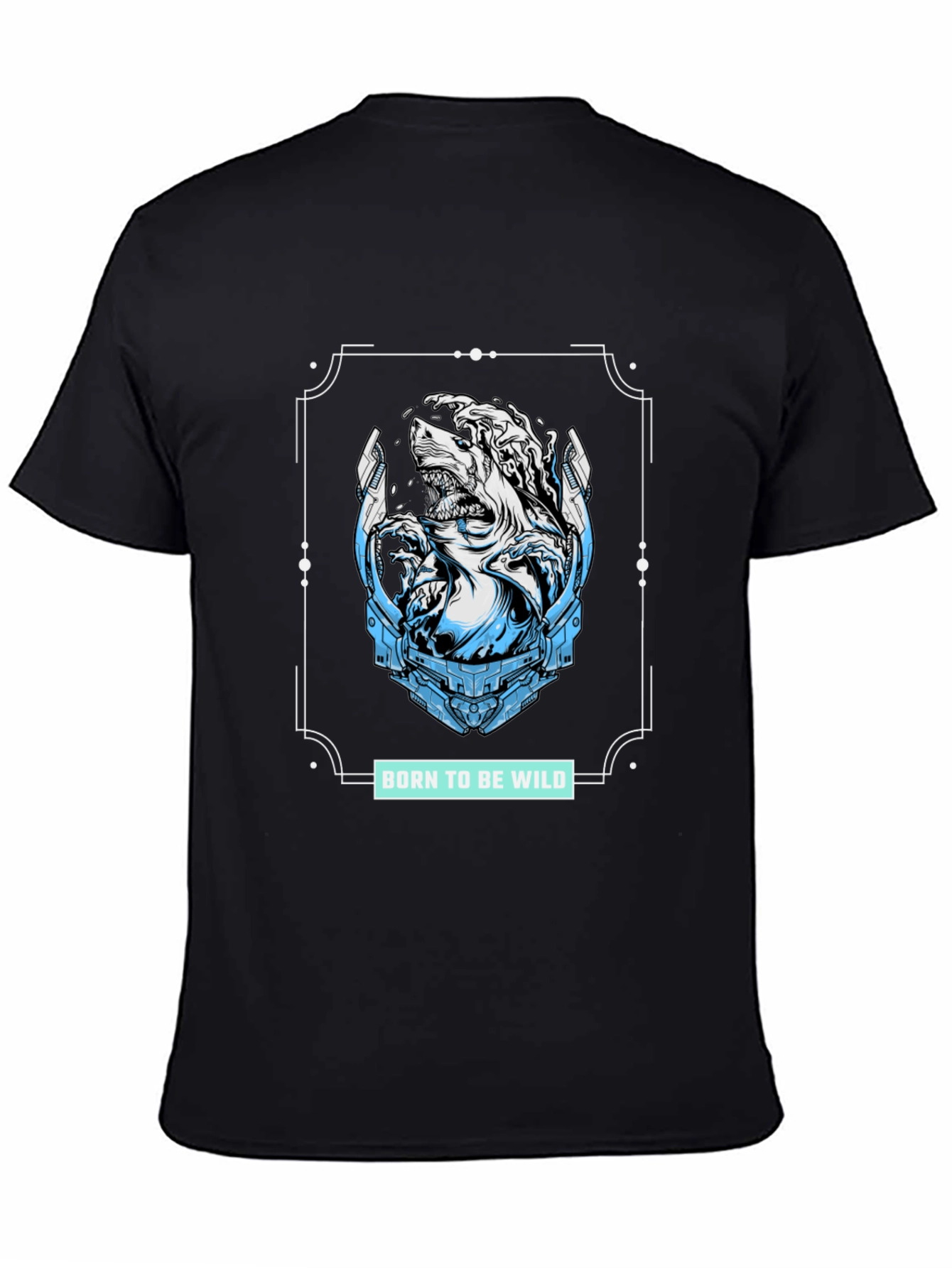 Black Born to be Wild Shark Graphic Tee - Stylish Black T-Shirt view 4