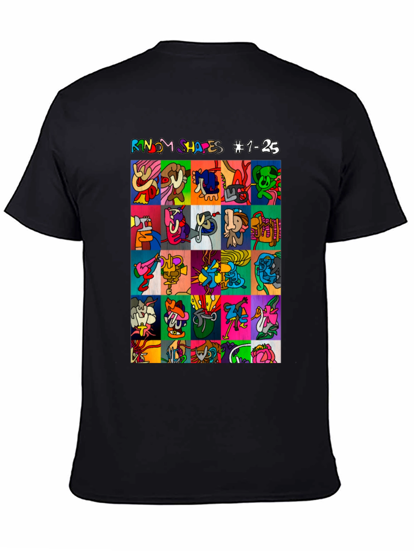 Black Abstract Art T-Shirt: 'Random Shapes' Graphic Tee view 4