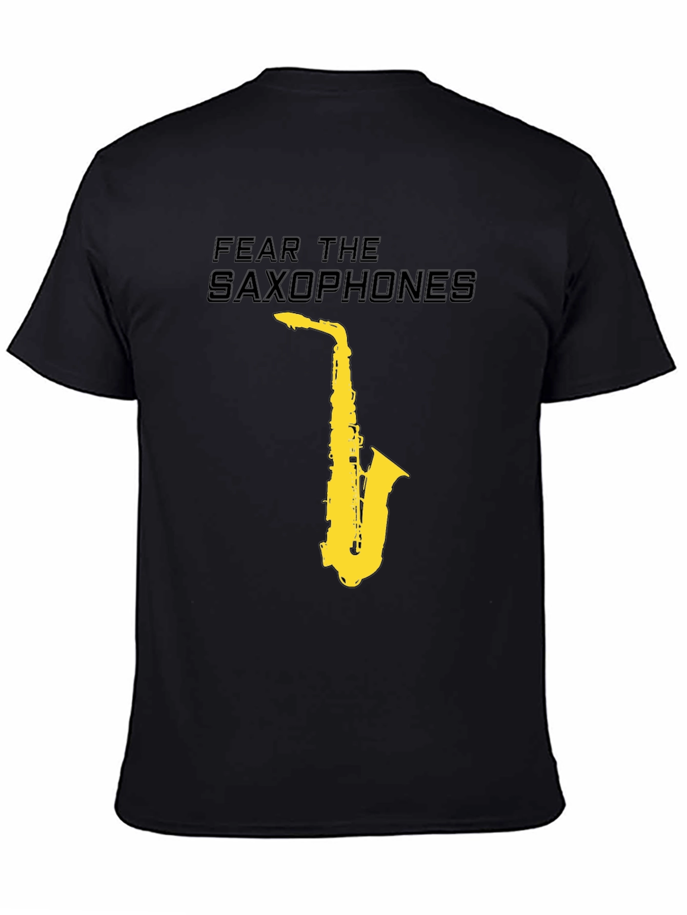 Black Fear the Saxophones Graphic Black T-Shirt view 4
