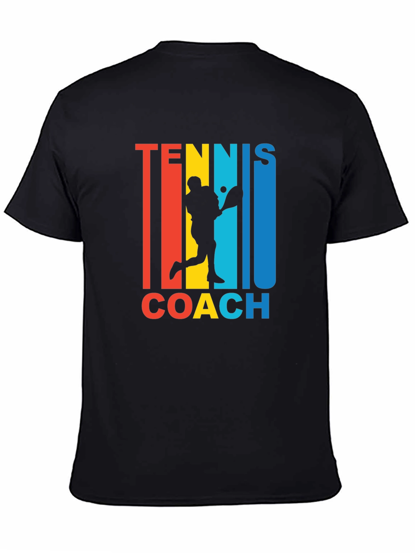 Black Tennis Coach Graphic T-Shirt - Retro Style  view 4
