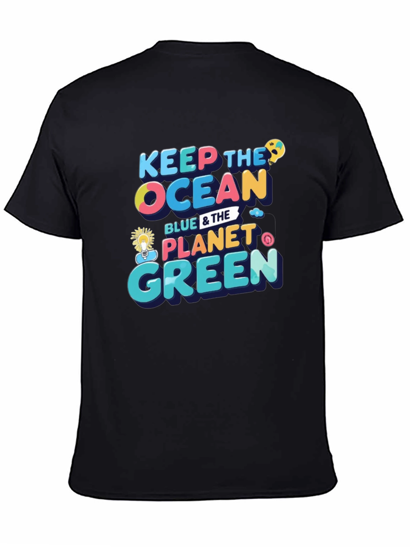 Black Keep the Ocean Blue & the Planet Green Black T-Shirt view 4