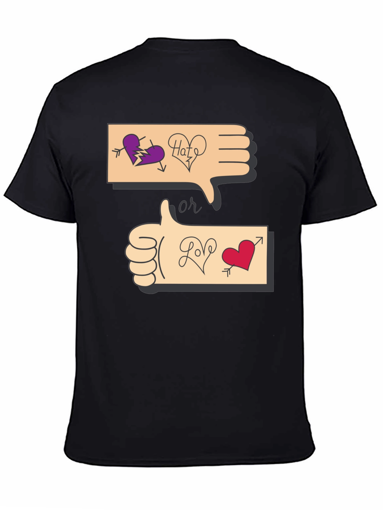 Black Love or Hate Graphic T-Shirt view 4