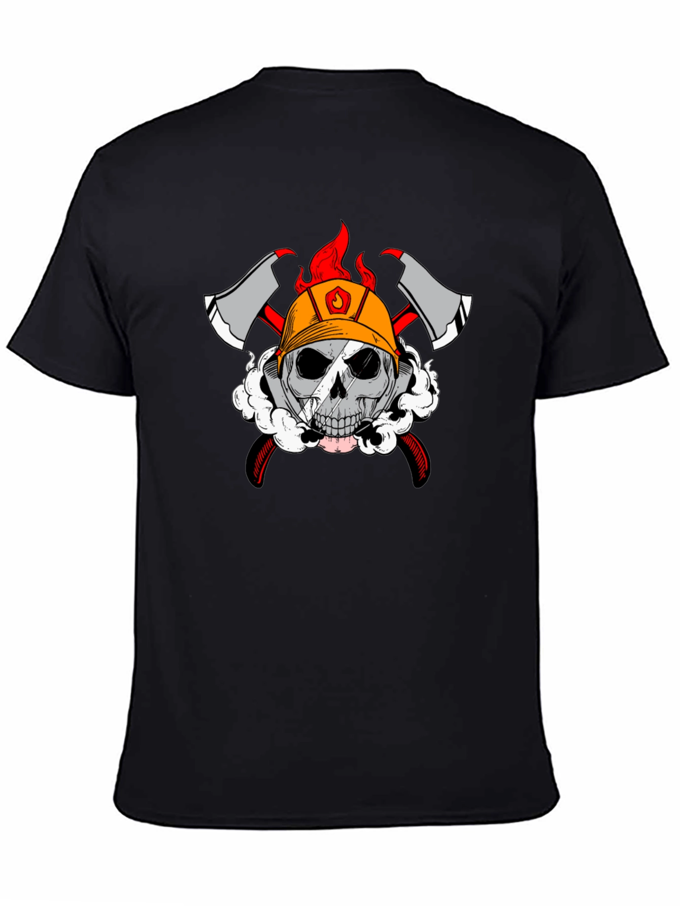 Black Firefighter Skull Graphic T-Shirt view 4