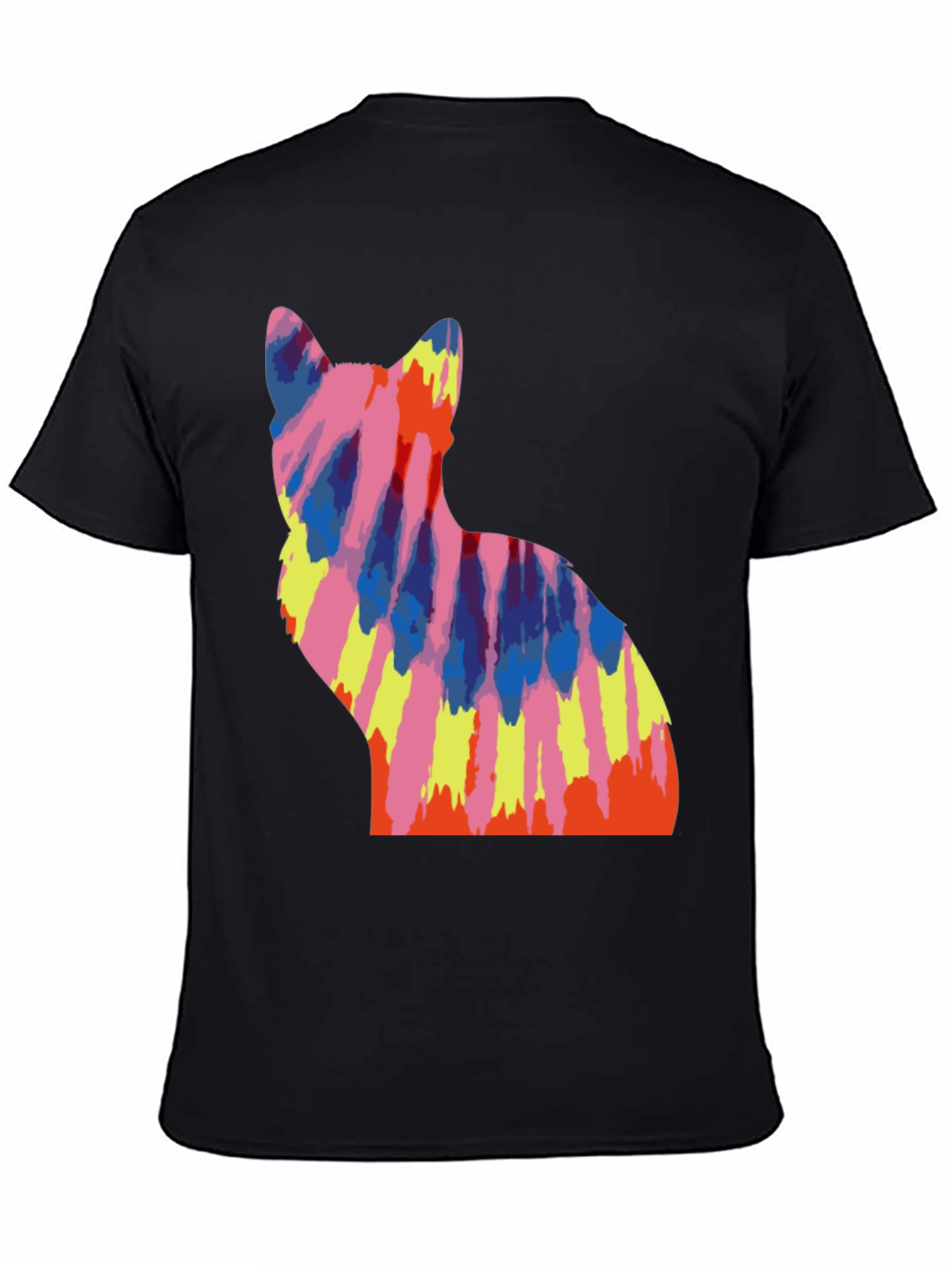 Black Tie Dye Cat Graphic Tee view 4