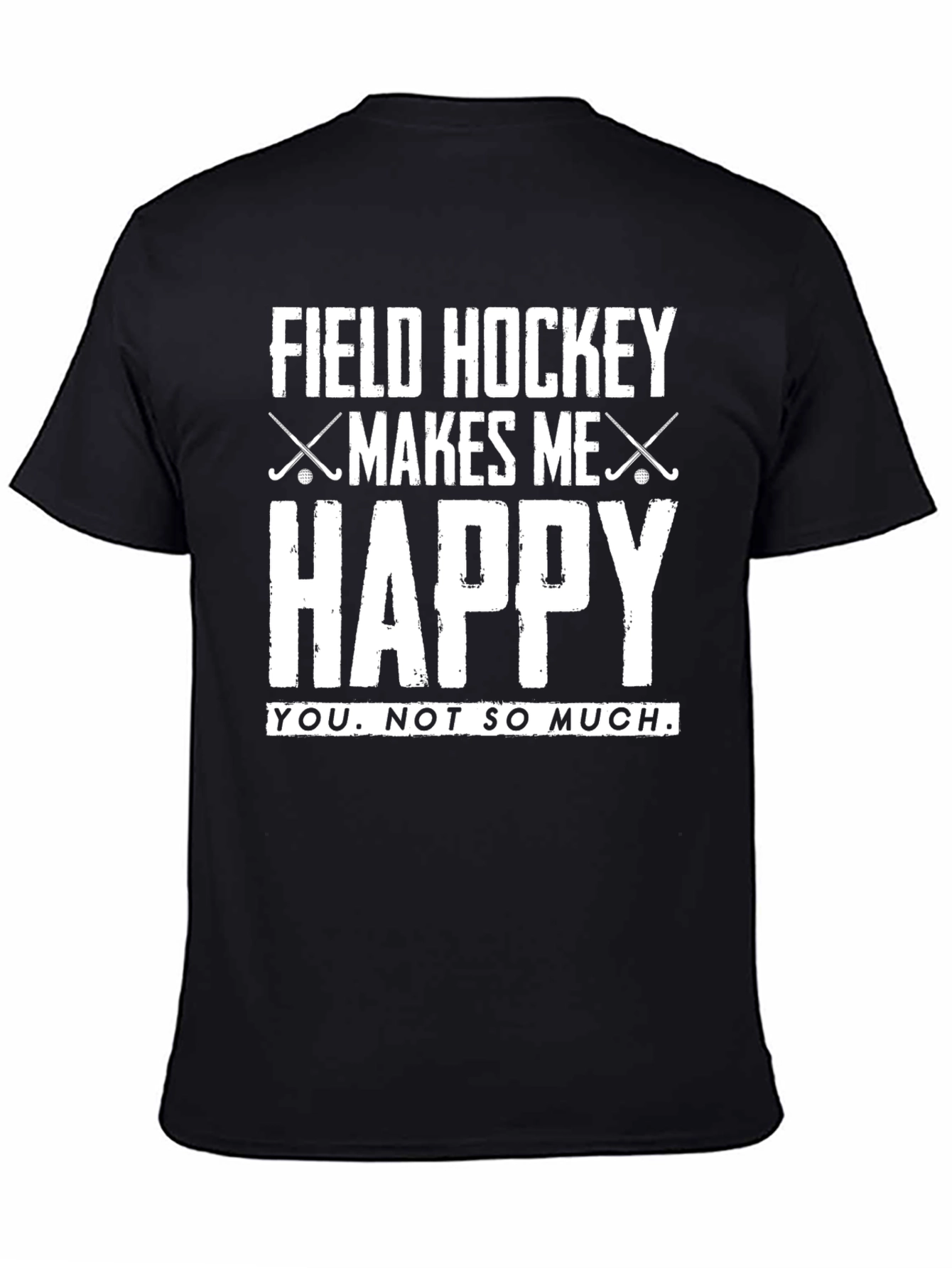 Black Field Hockey Makes Me Happy Graphic T-Shirt view 4