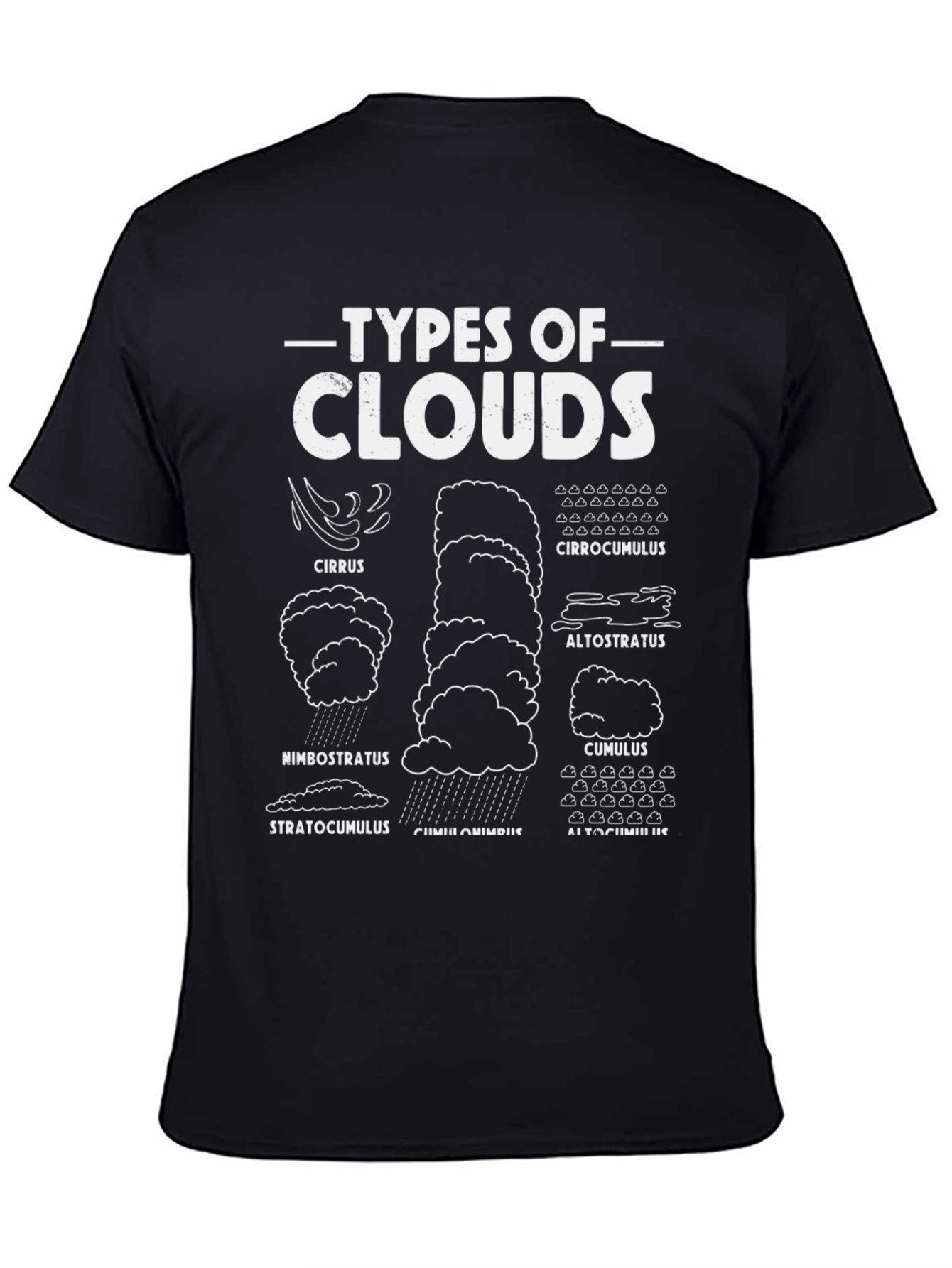 Black Types of Clouds Black Graphic T-Shirt view 4