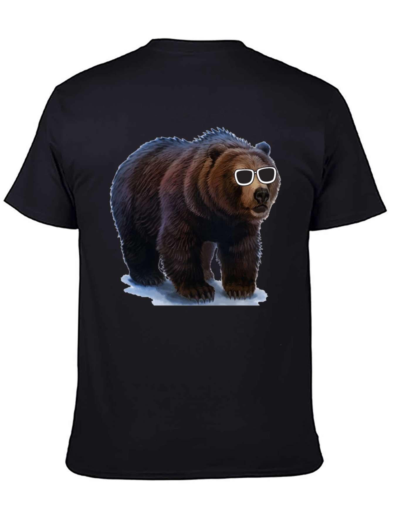Black Cool Bear Graphic Tee - Black Cotton T-Shirt view 4