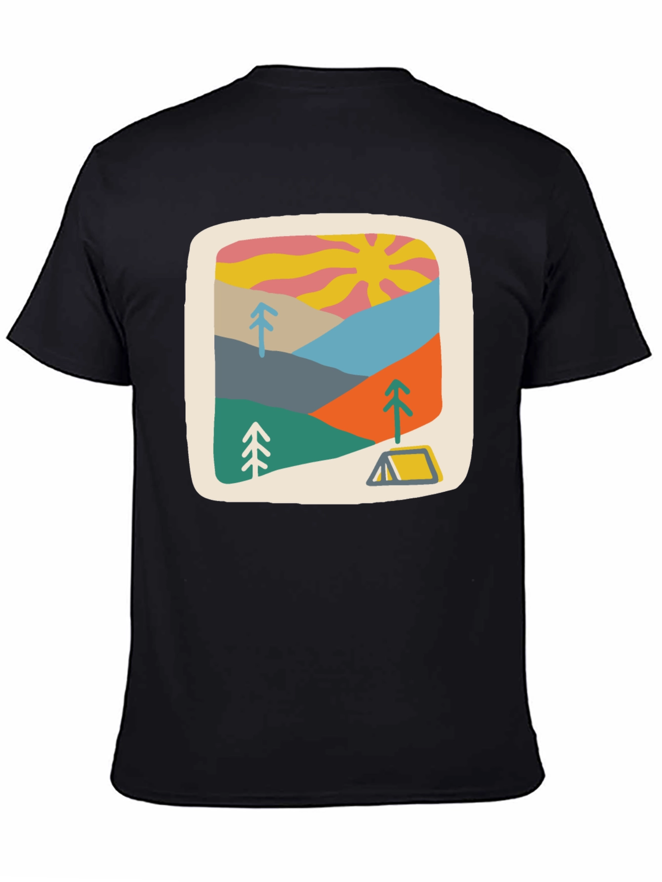Black Retro Camping Scene Graphic Tee - Unisex view 4