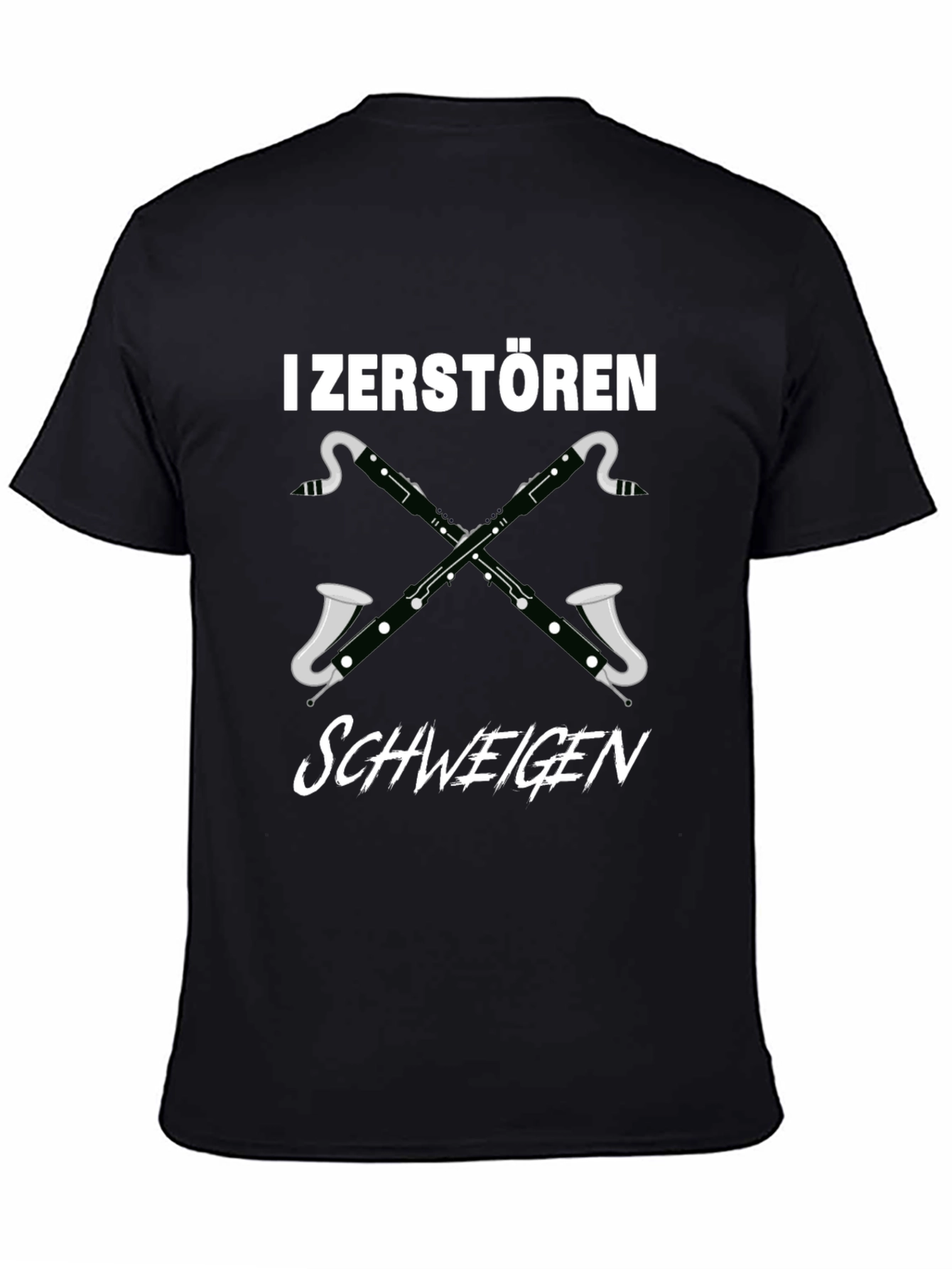 Black I Zerstören Schweigen Bassoon T-Shirt view 4